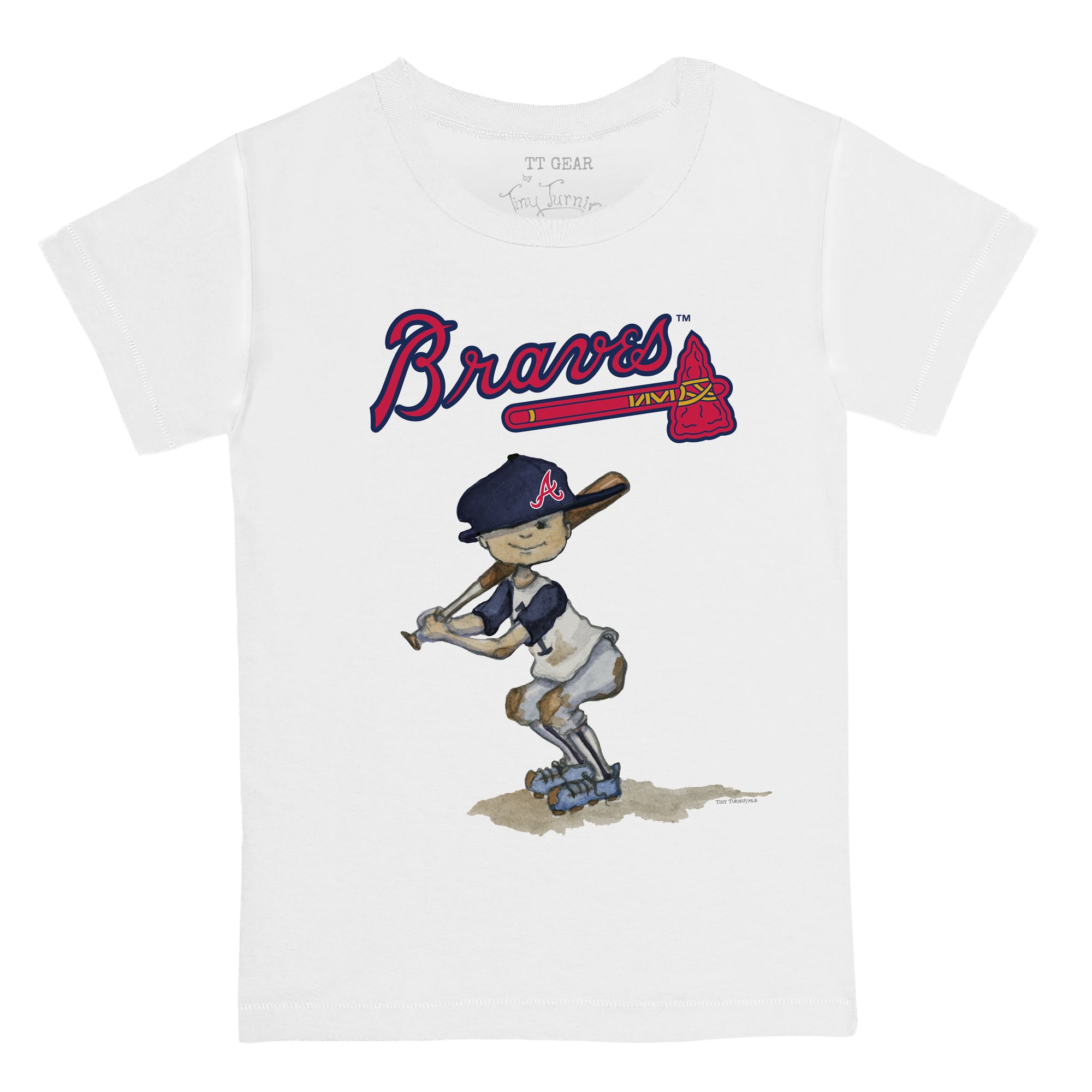Atlanta Braves Tiny Turnip Girls Toddler Kate the Catcher Fringe T-Shirt -  White