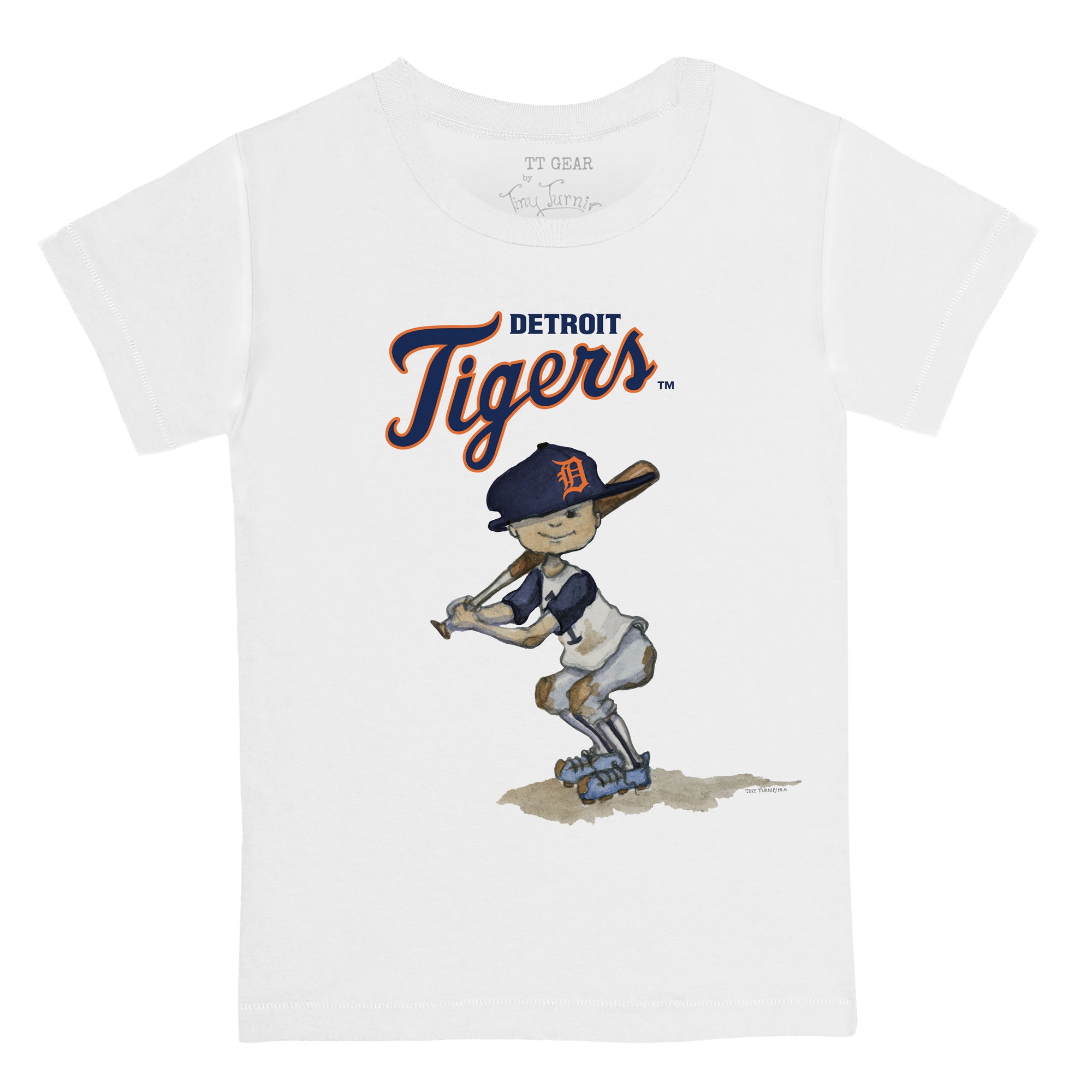 Women's Tiny Turnip White Detroit Tigers State Outline T-Shirt Size: Small