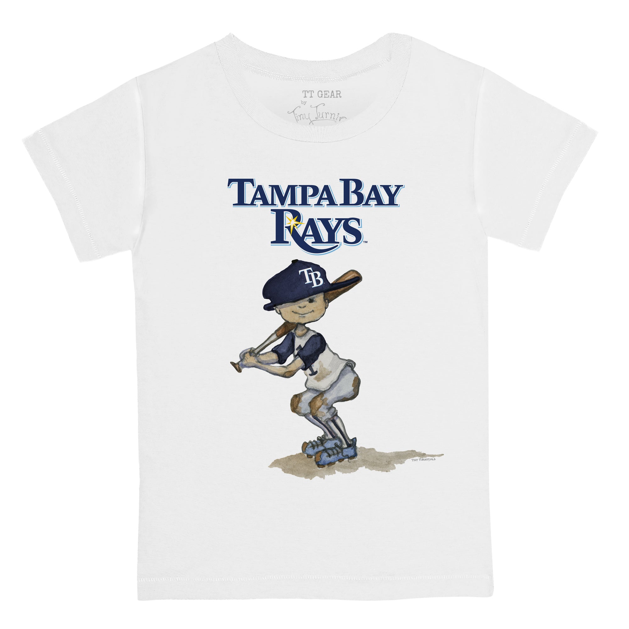 Women's Tampa Bay Rays Tiny Turnip White/Navy Babes 3/4-Sleeve