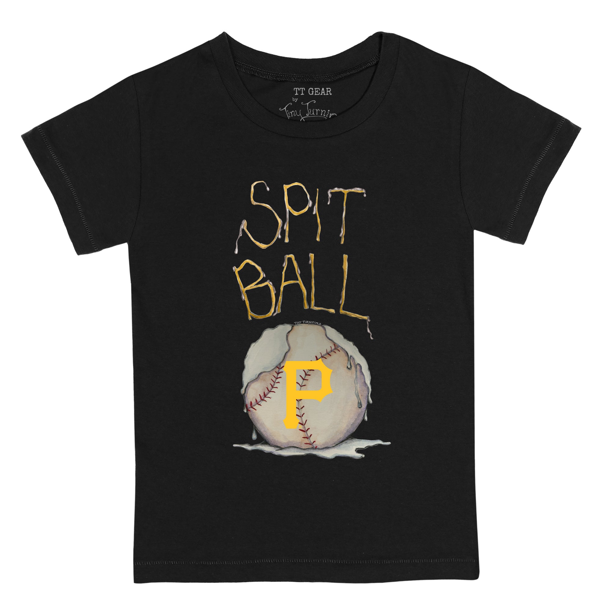 Youth Tiny Turnip Black Pittsburgh Pirates Baseball Bow T-Shirt Size: Large