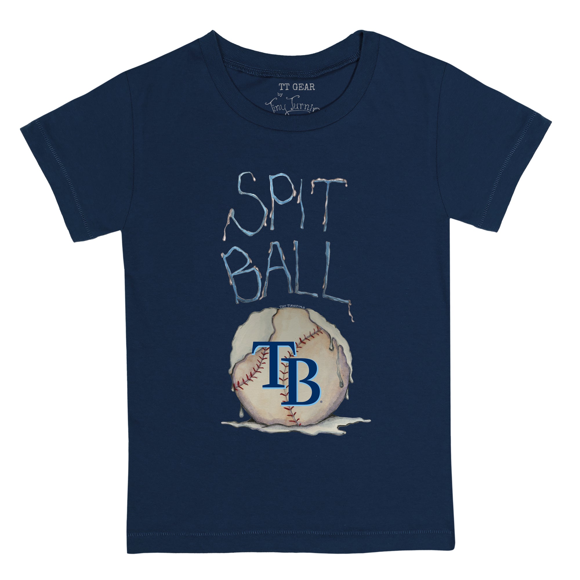 Women's Tiny Turnip Navy Tampa Bay Rays Baseball Bow T-Shirt