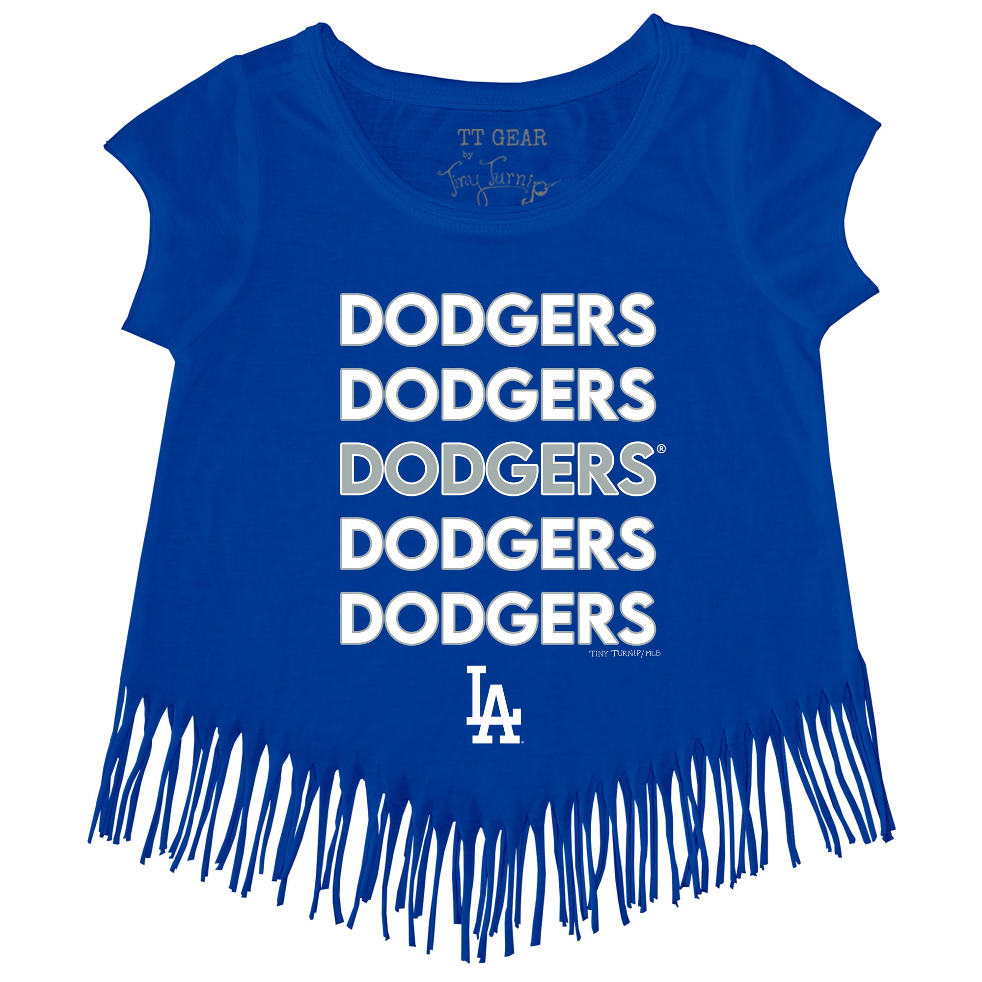 Youth Tiny Turnip White/Royal Los Angeles Dodgers Stacked 3/4-Sleeve Raglan T-Shirt Size: Medium