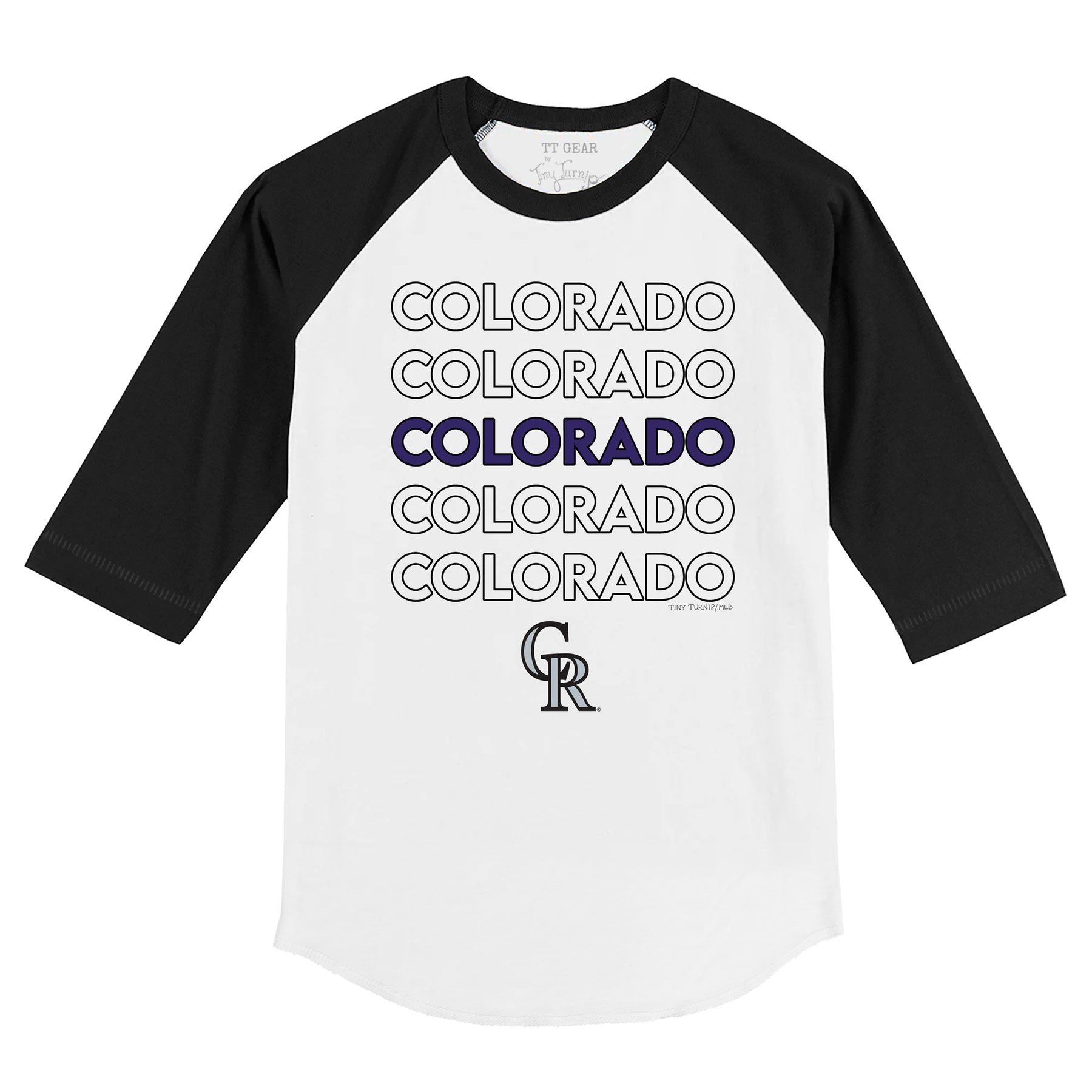 Colorado Rockies Stacked 3/4 Black Sleeve Raglan