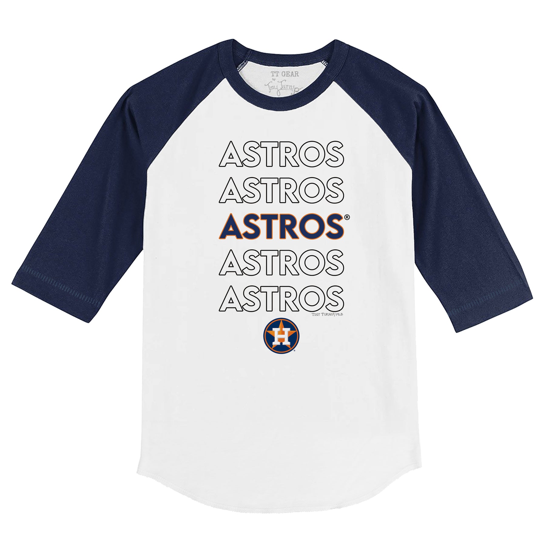 Houston Astros Stacked 3/4 Navy Blue Sleeve Raglan