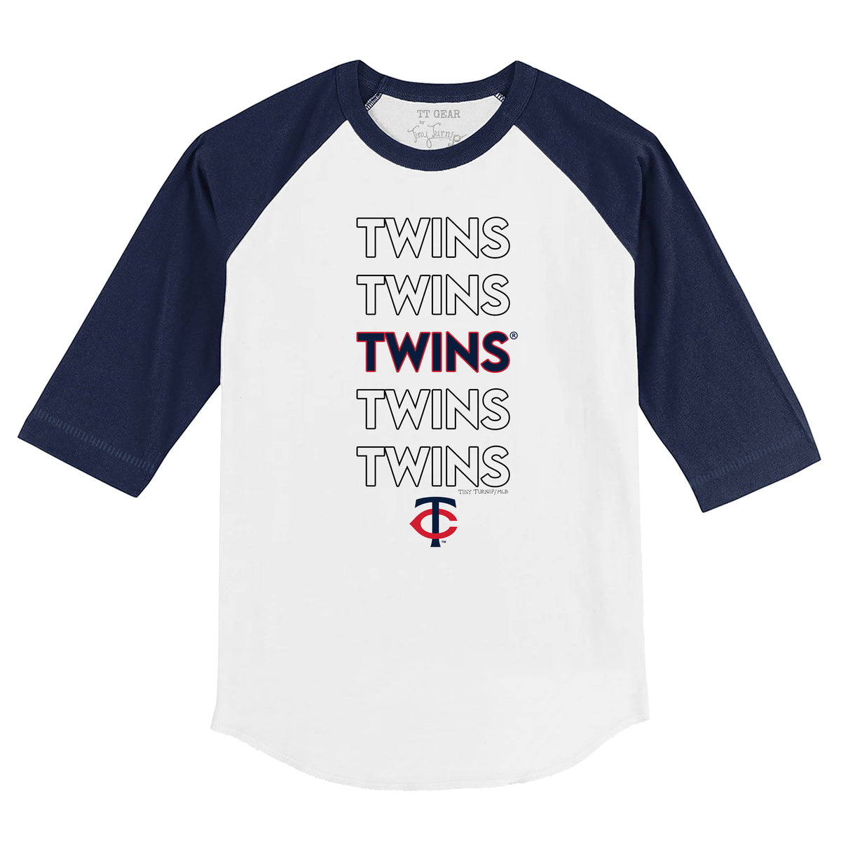 Minnesota Twins Stacked 3/4 Navy Blue Sleeve Raglan