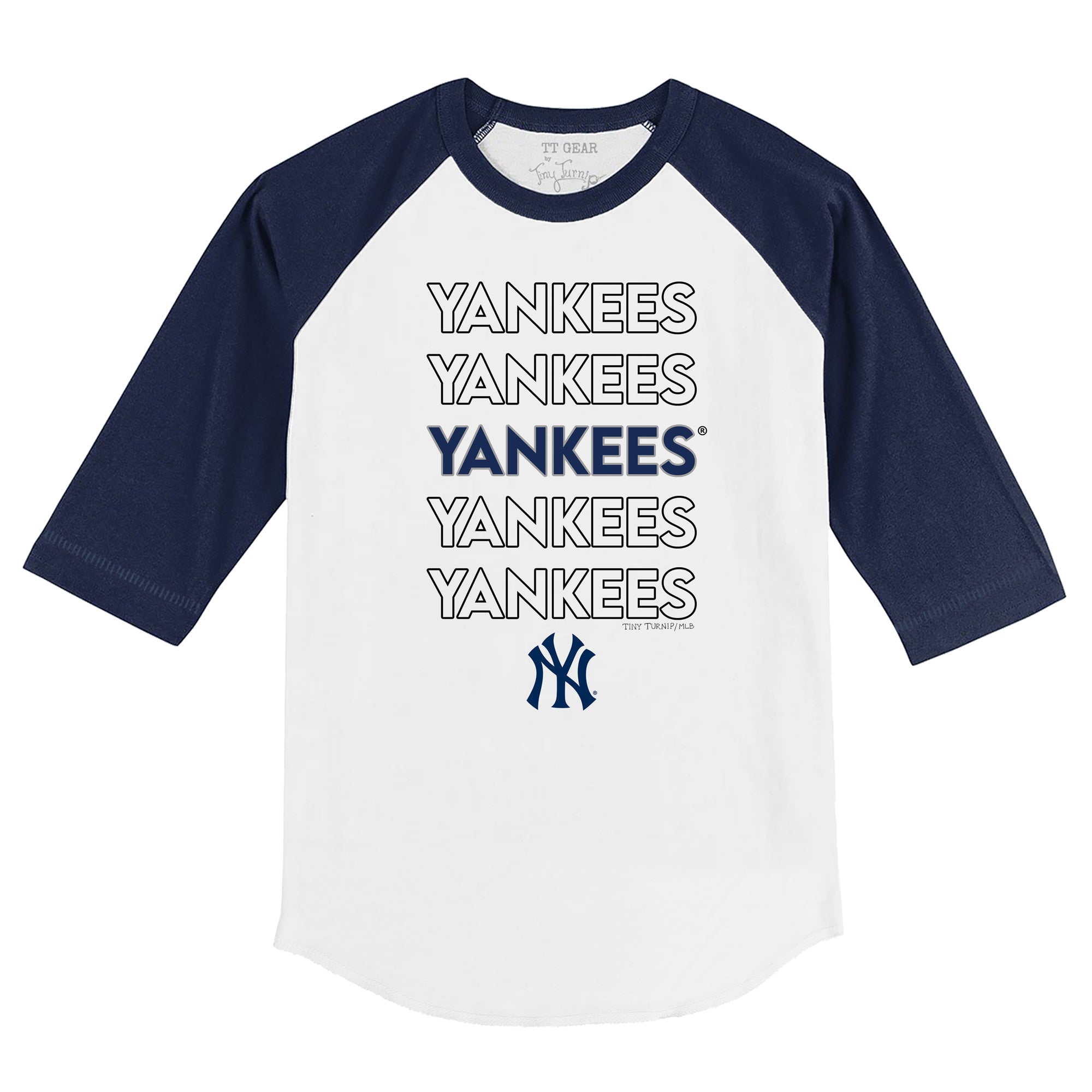 New York Yankees Stitched Baseball 3/4 Navy Blue Sleeve Raglan