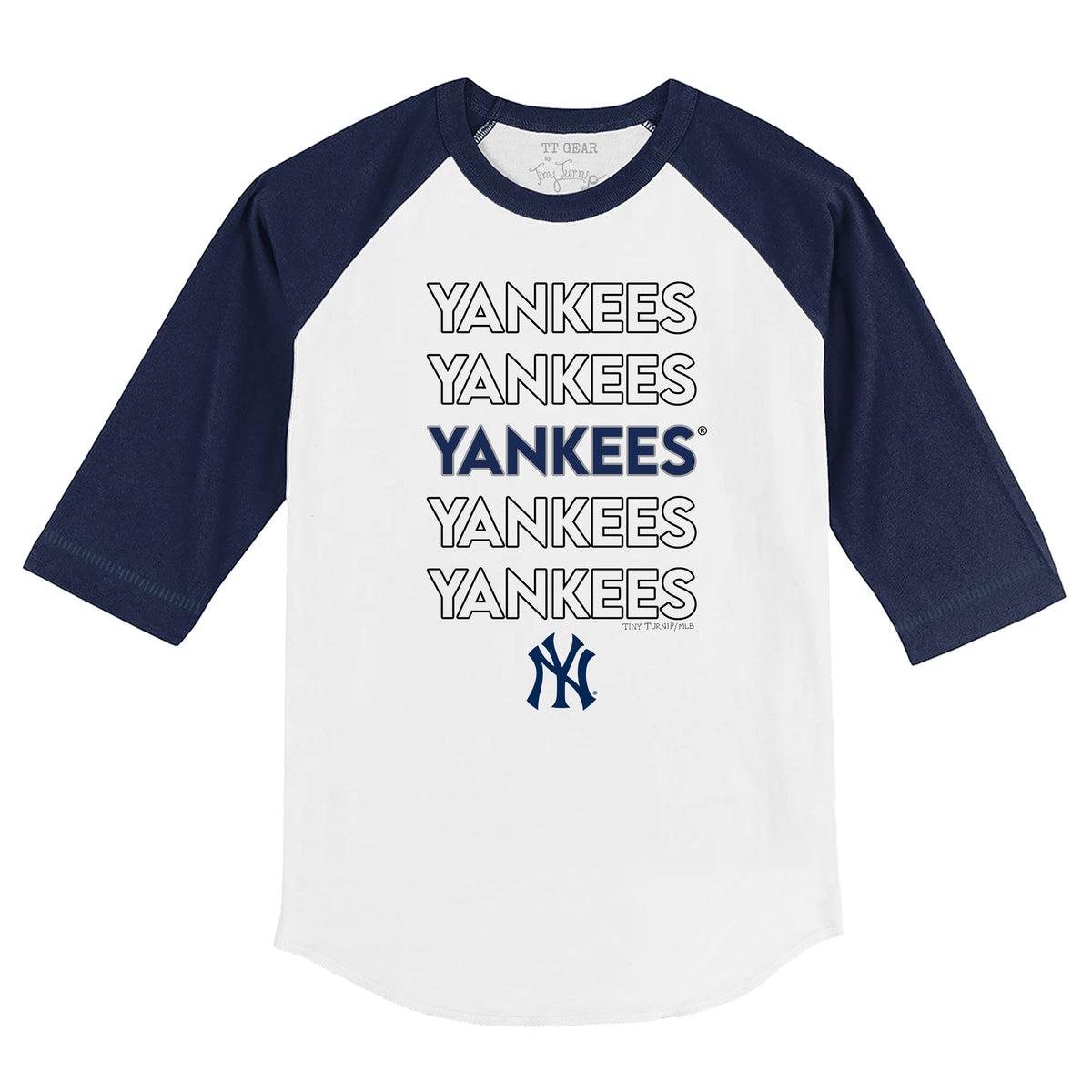 New York Yankees Stacked 3/4 Navy Blue Sleeve Raglan