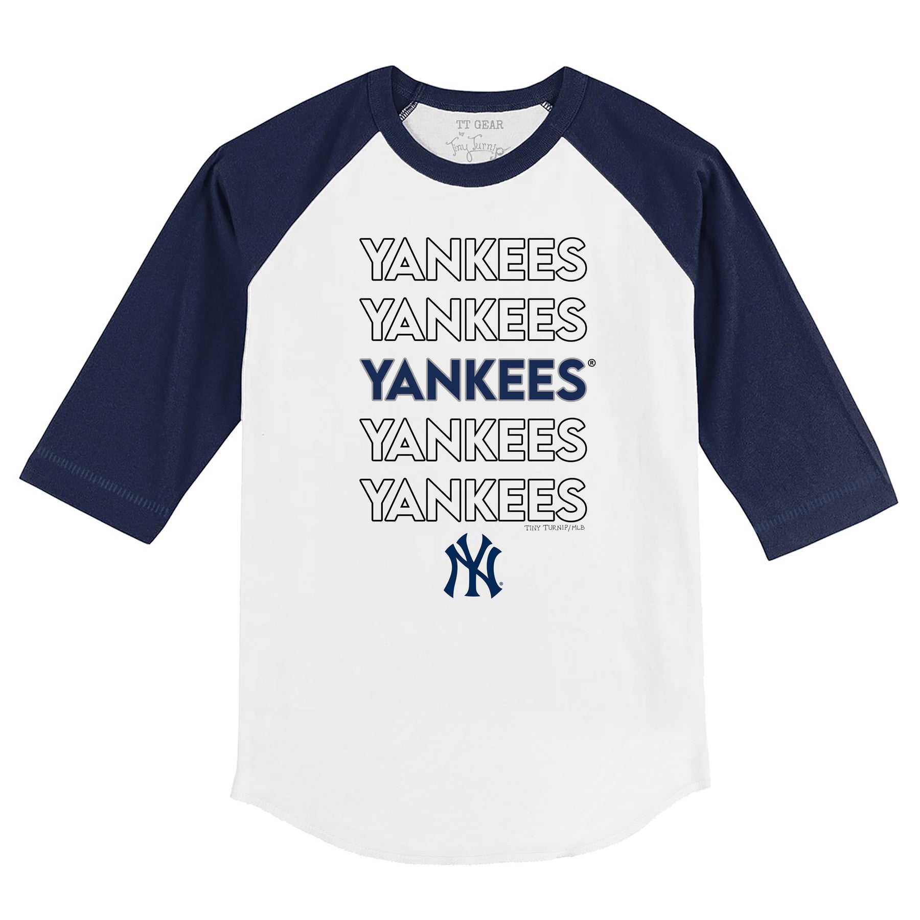 New York Yankees Stacked 3/4 Navy Blue Sleeve Raglan