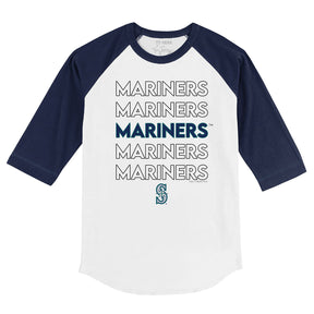 Seattle Mariners Stacked 3/4 Navy Blue Sleeve Raglan