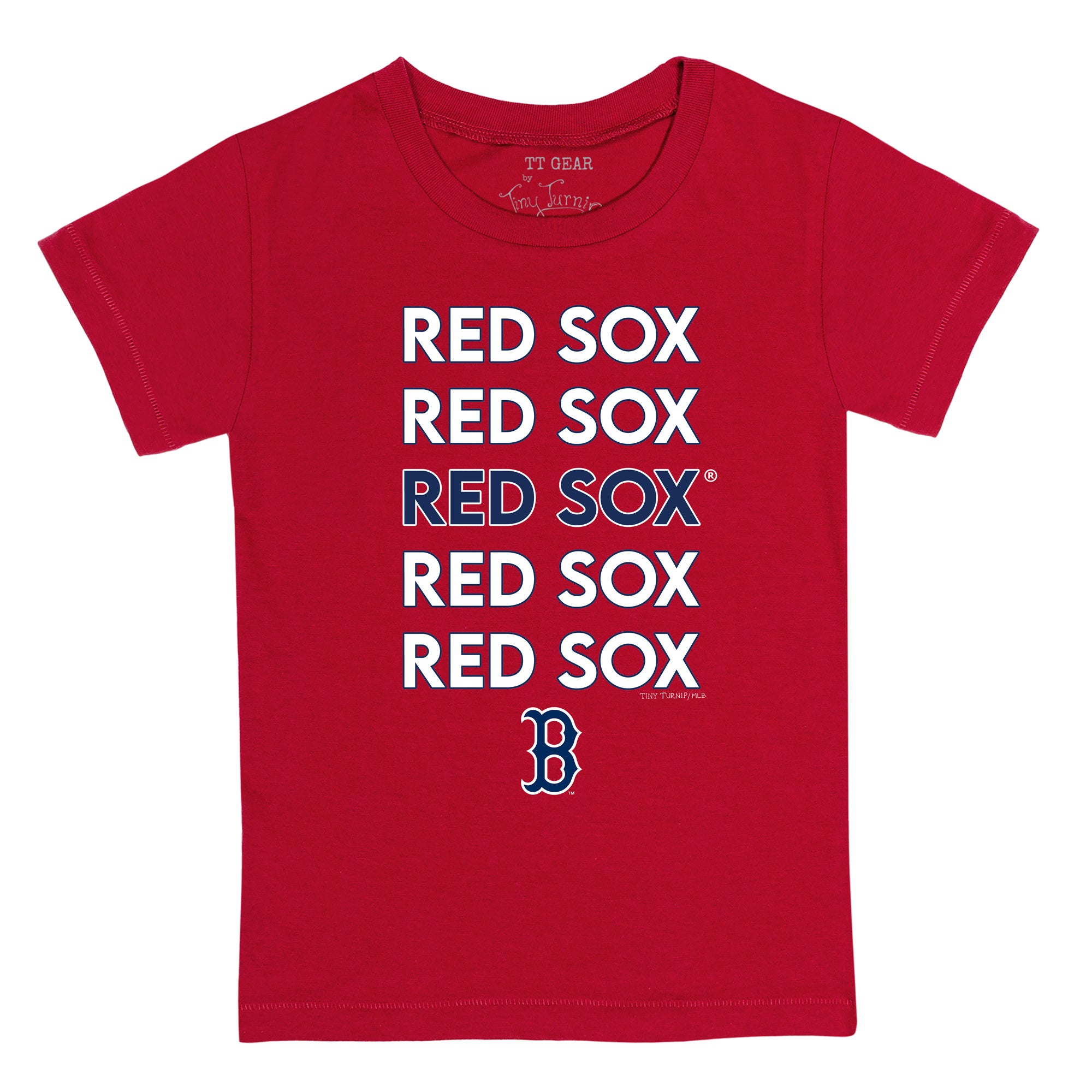 Boston Red Sox Tiny Turnip Toddler Stacked 3/4-Sleeve Raglan T