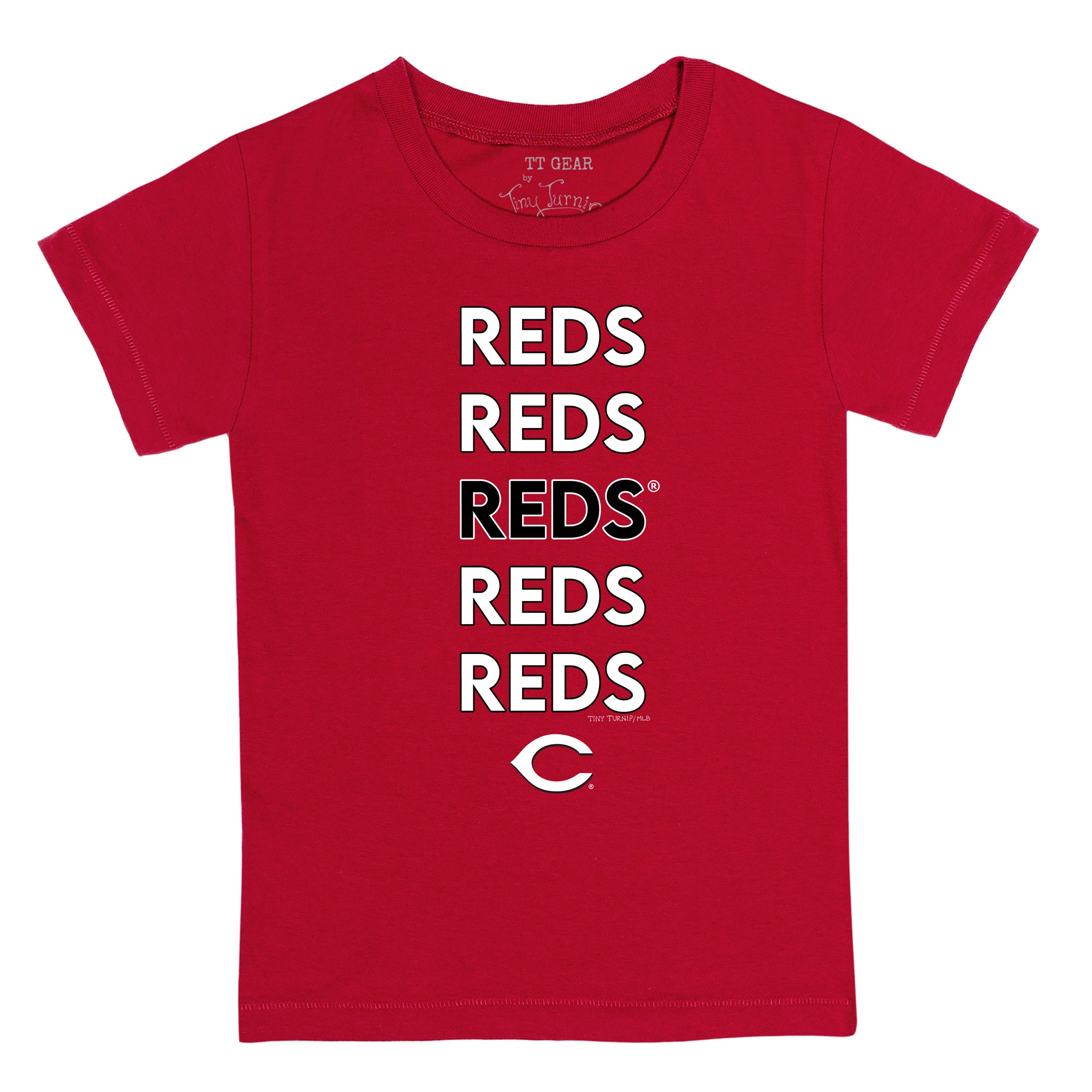 Lids Cincinnati Reds Tiny Turnip Women's Logo Mom T-Shirt - Red
