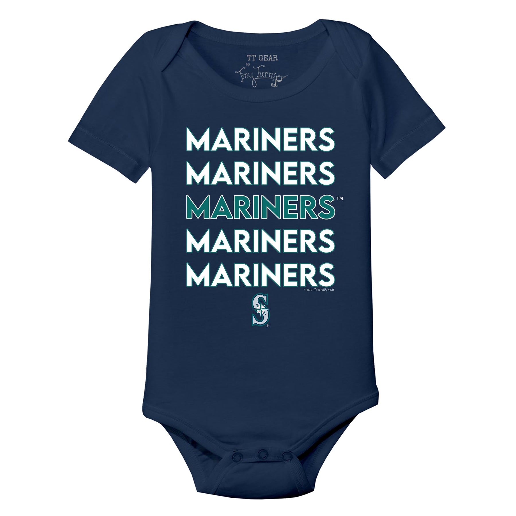 Seattle Mariners Stacked Short Sleeve Snapper