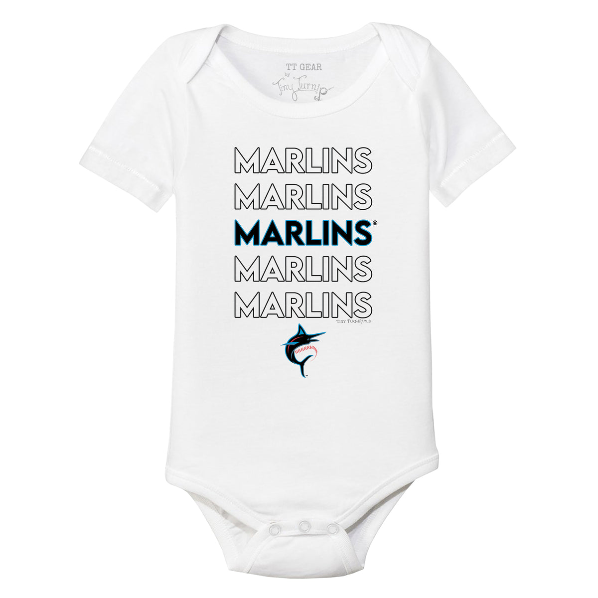 Miami Marlins Stacked Short Sleeve Snapper