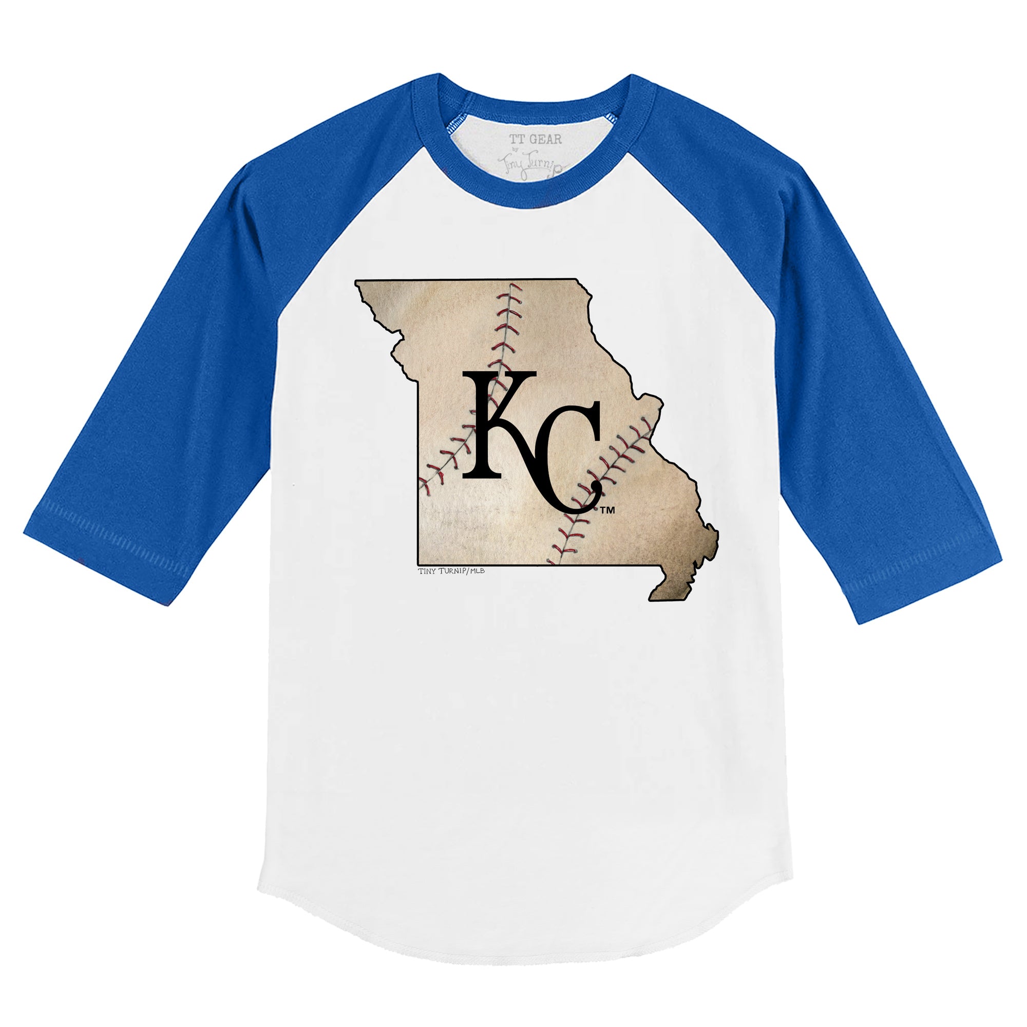 Youth Tiny Turnip White Kansas City Royals State Outline T-Shirt Size: Large