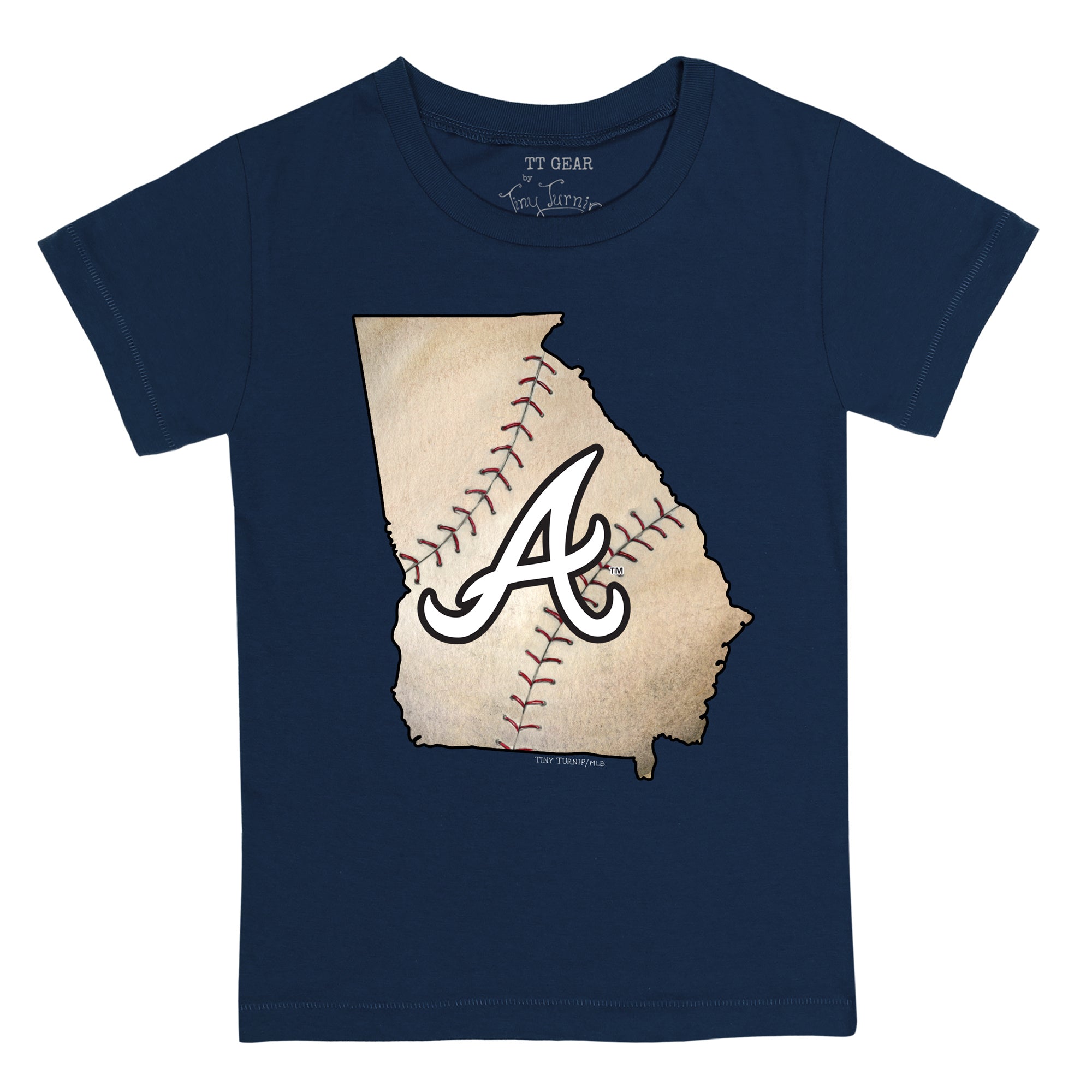Tiny Turnip Atlanta Braves Women's Navy Triple Scoop T-Shirt