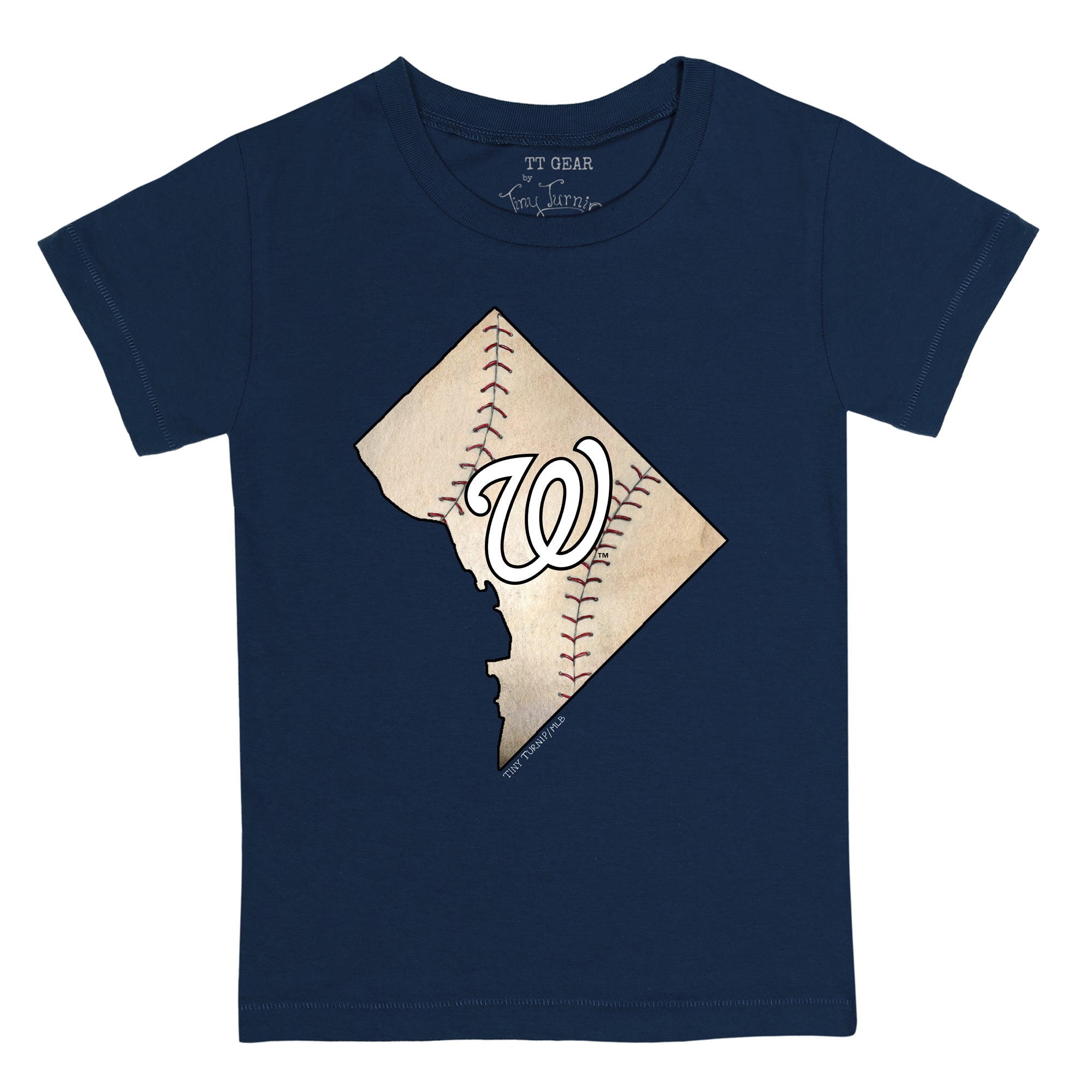 Unisex Tiny Turnip White/Navy Washington Nationals State Outline 3/4-Sleeve Raglan T-Shirt