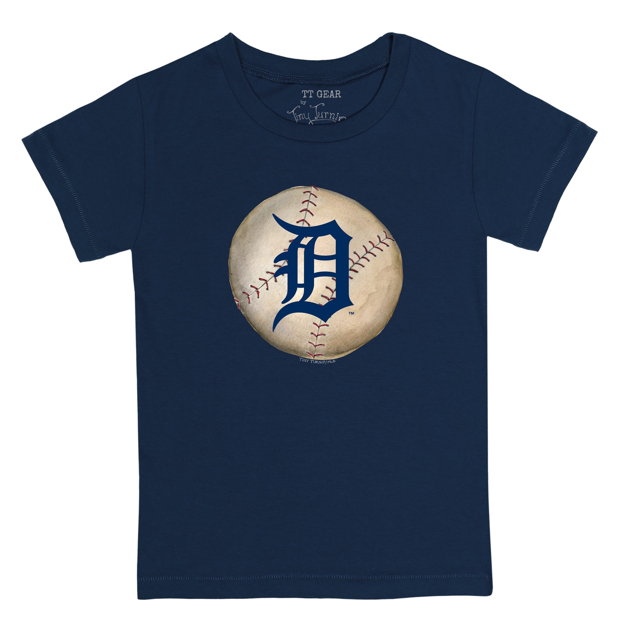 Detroit Tigers Tiny Turnip Women's Logo Mom 3/4-Sleeve Raglan T-Shirt -  White/Navy