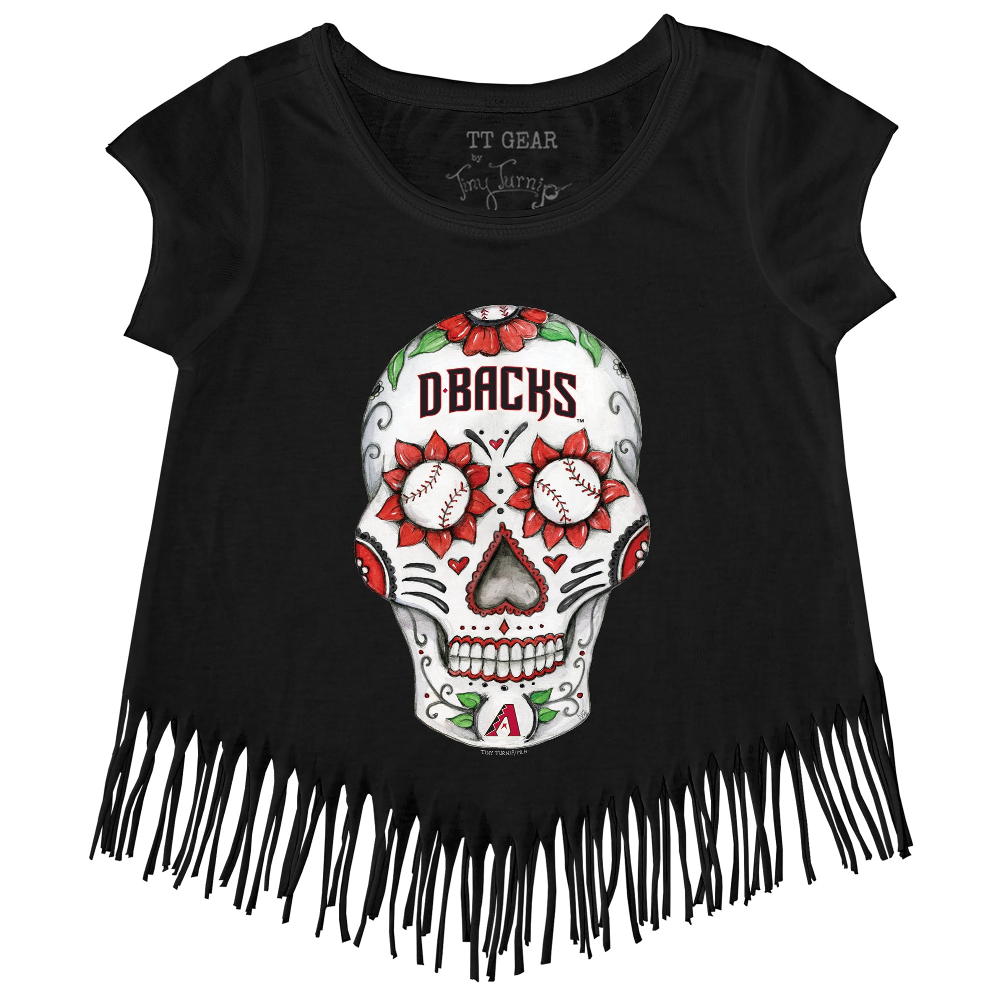 Los Angeles Dodgers Tiny Turnip Girls Youth Sugar Skull Fringe T