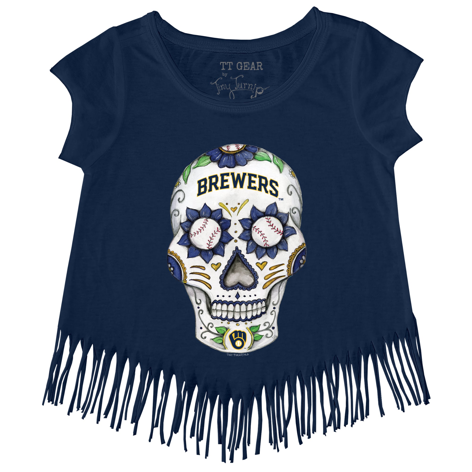 San Francisco Giants Tiny Turnip Girls Youth Sugar Skull Fringe T-Shirt -  Black