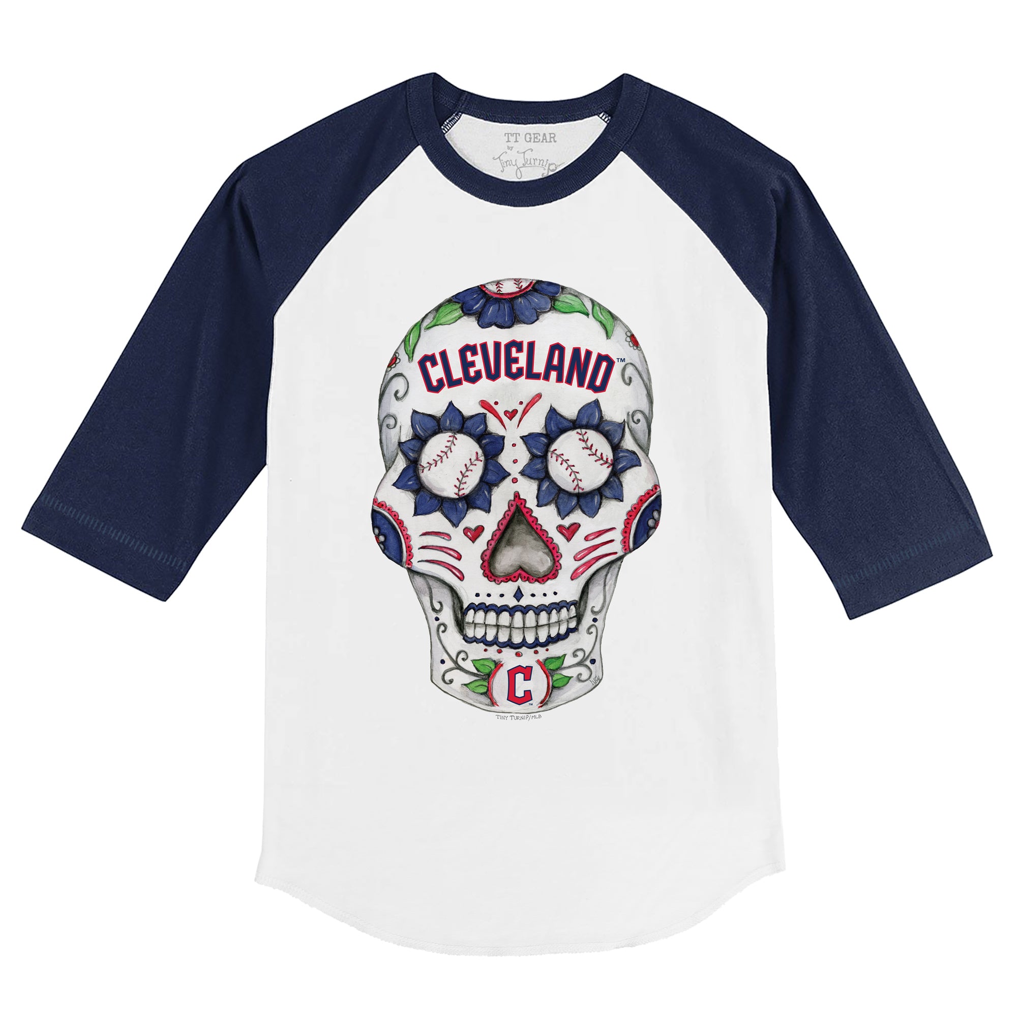 Lids Cleveland Guardians Tiny Turnip Youth Sugar Skull Raglan 3/4