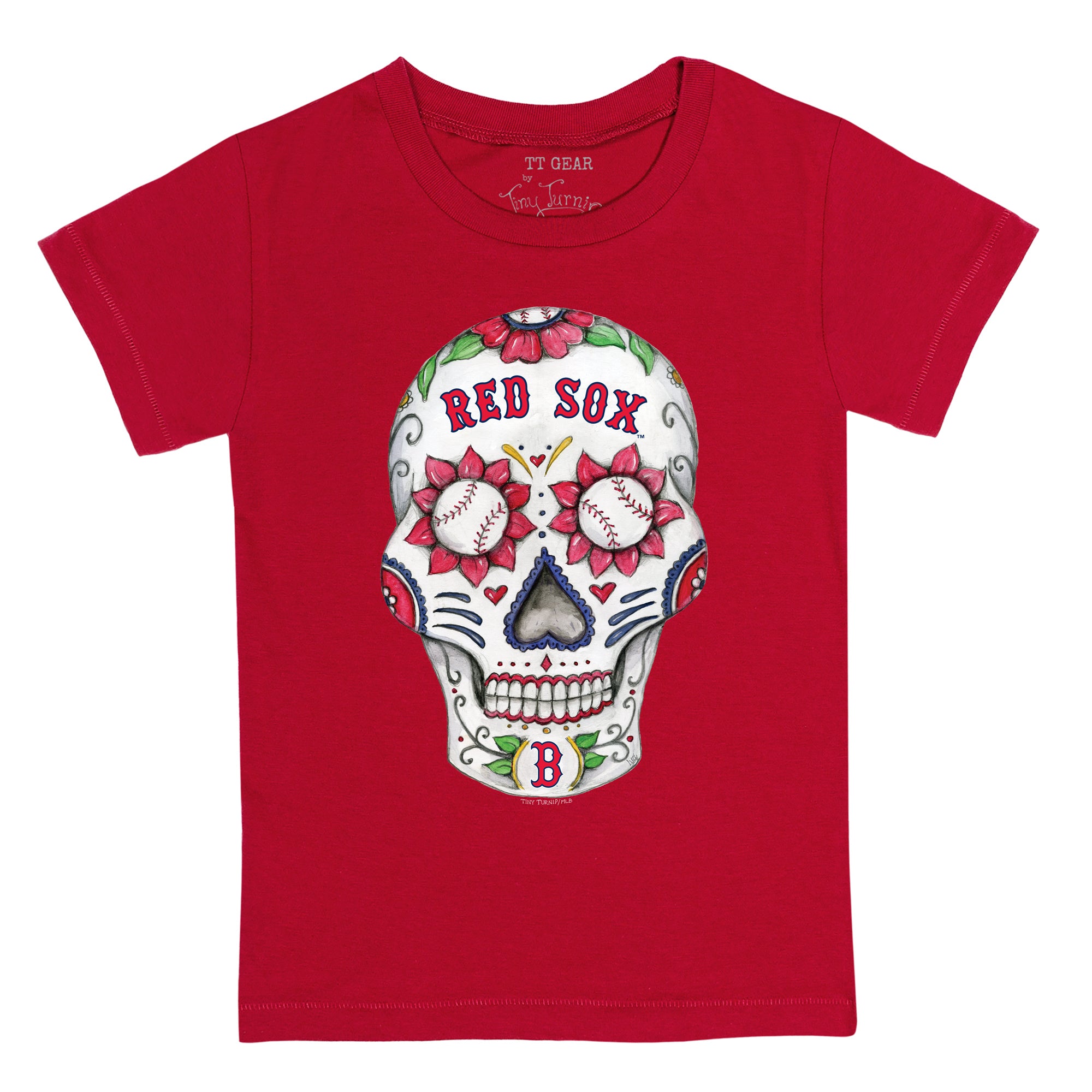 Boston Red Sox Sugar Skull Fringe Tee Youth Medium (8-10) / Red