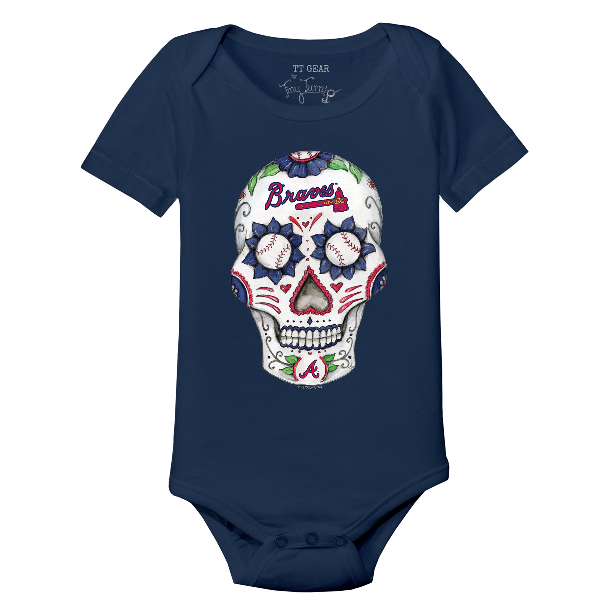 Atlanta Braves Tiny Turnip Toddler Sugar Skull T-Shirt - Navy