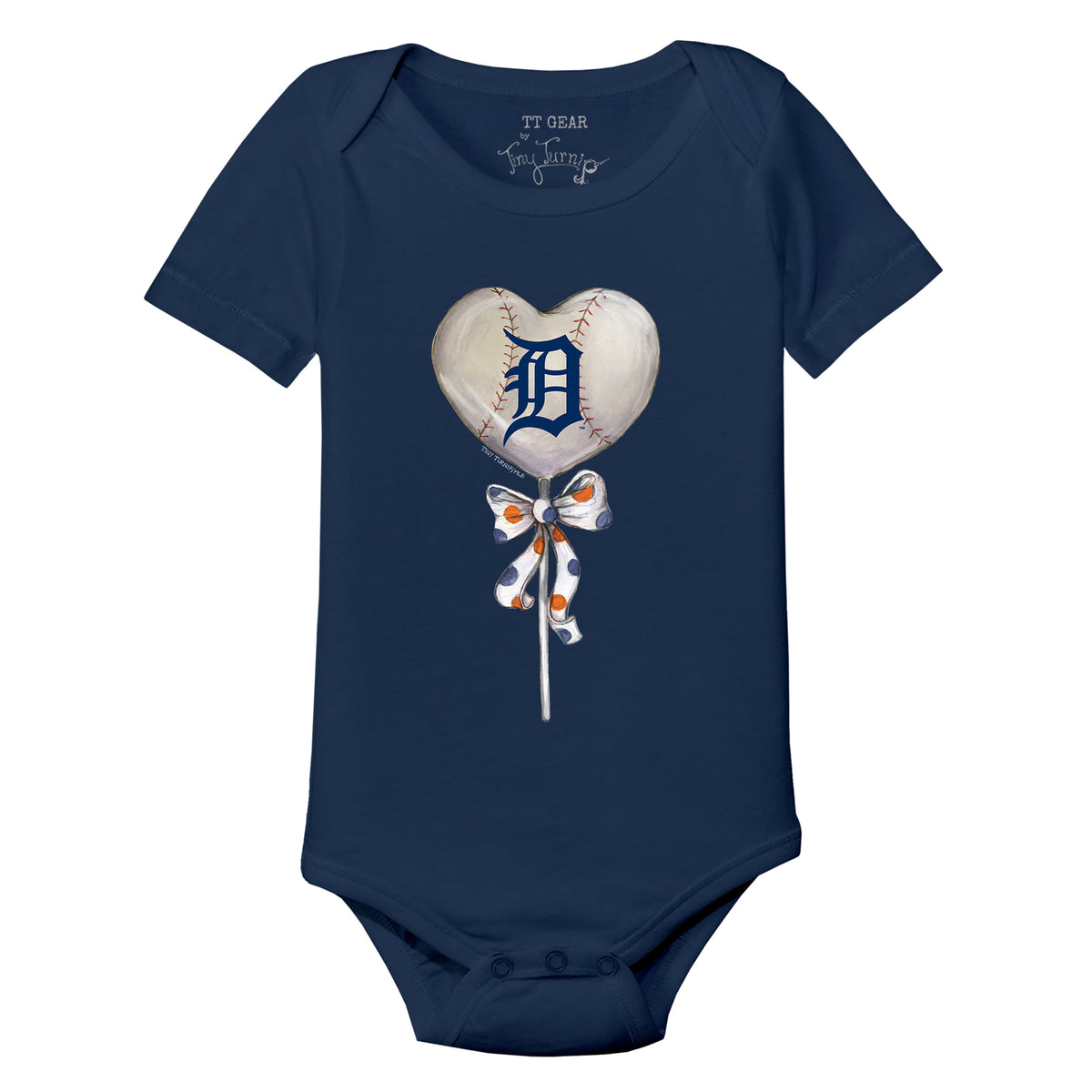 Detroit Tigers Heart Lolly Short Sleeve Snapper