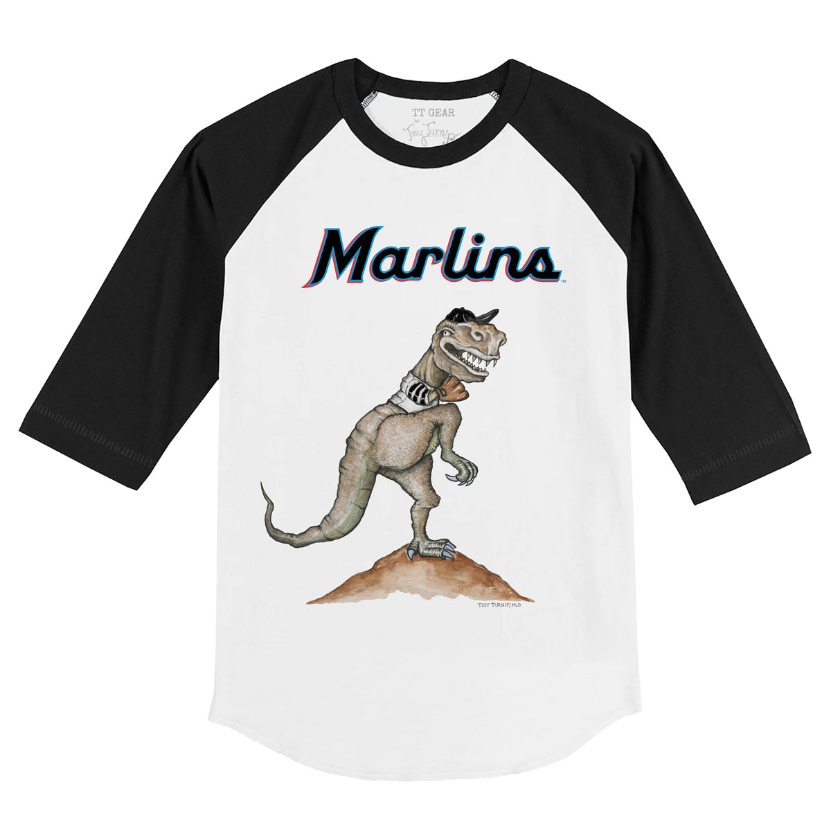 Miami Marlins TT Rex 3/4 Black Sleeve Raglan