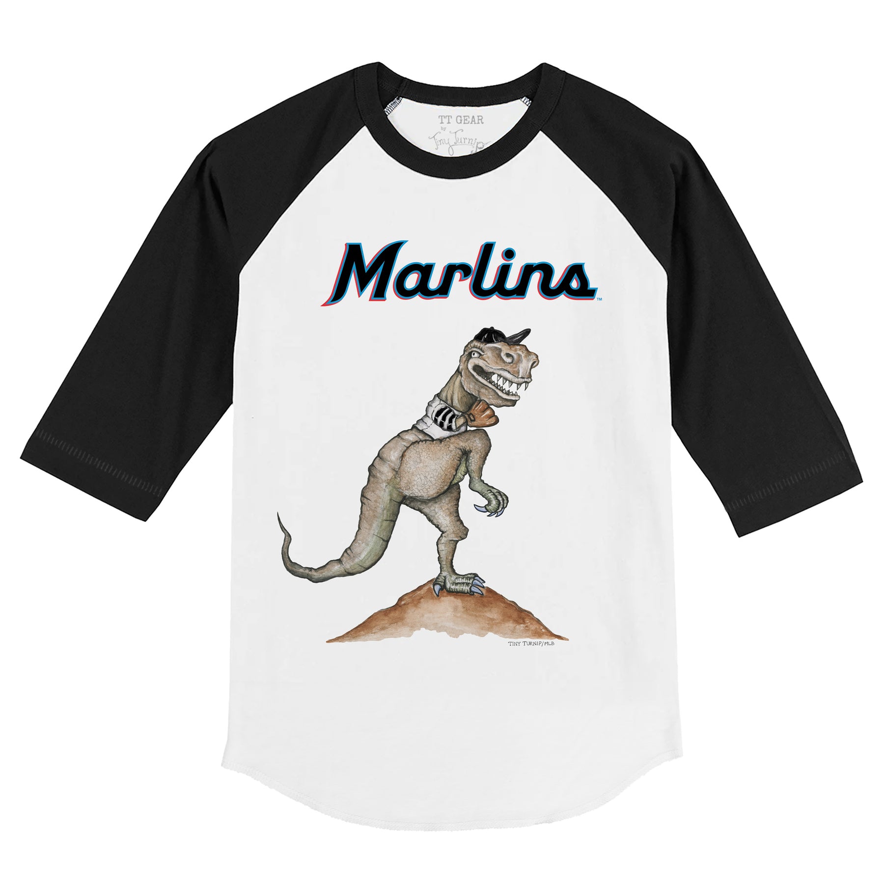 Miami Marlins TT Rex 3/4 Black Sleeve Raglan