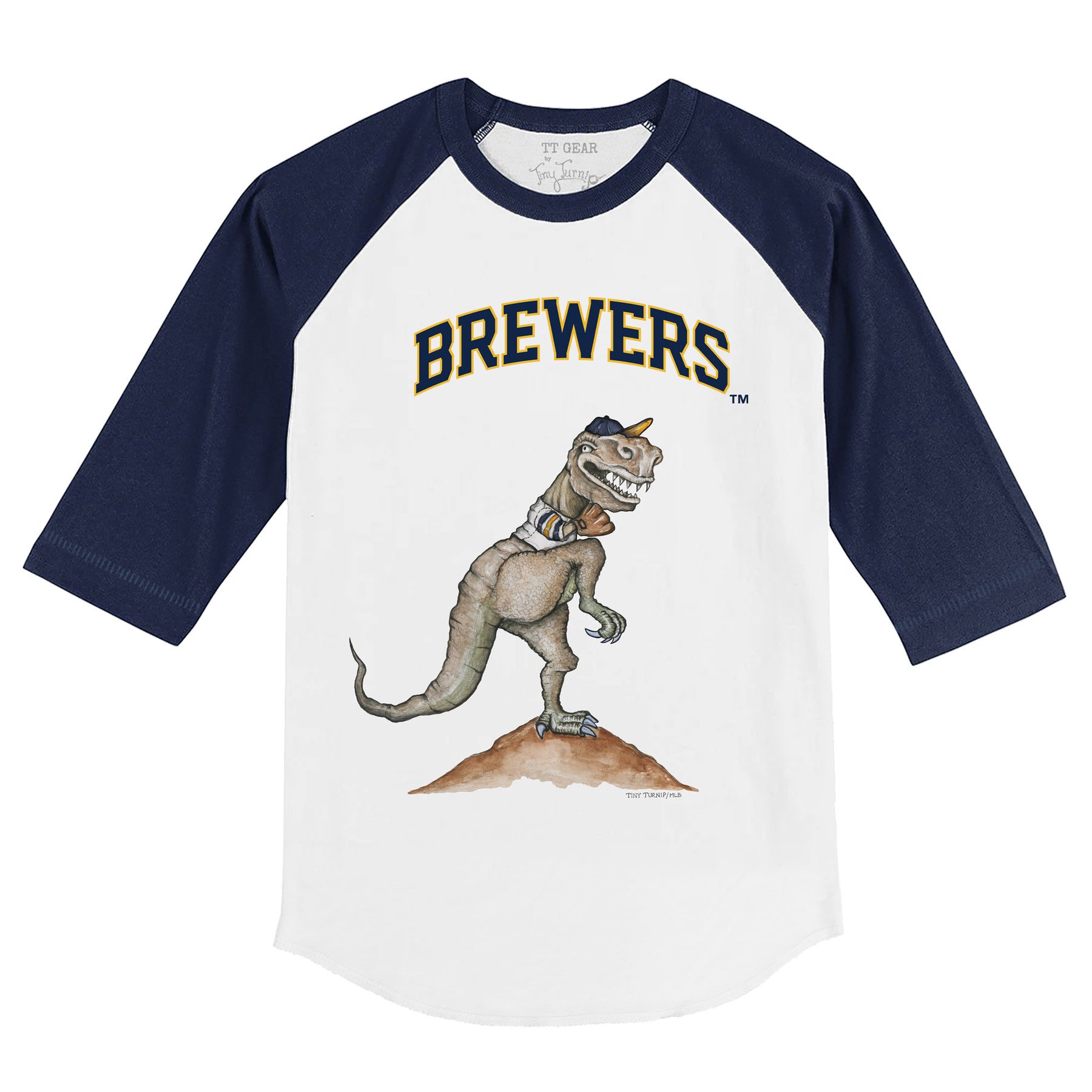 Milwaukee Brewers TT Rex 3/4 Navy Blue Sleeve Raglan