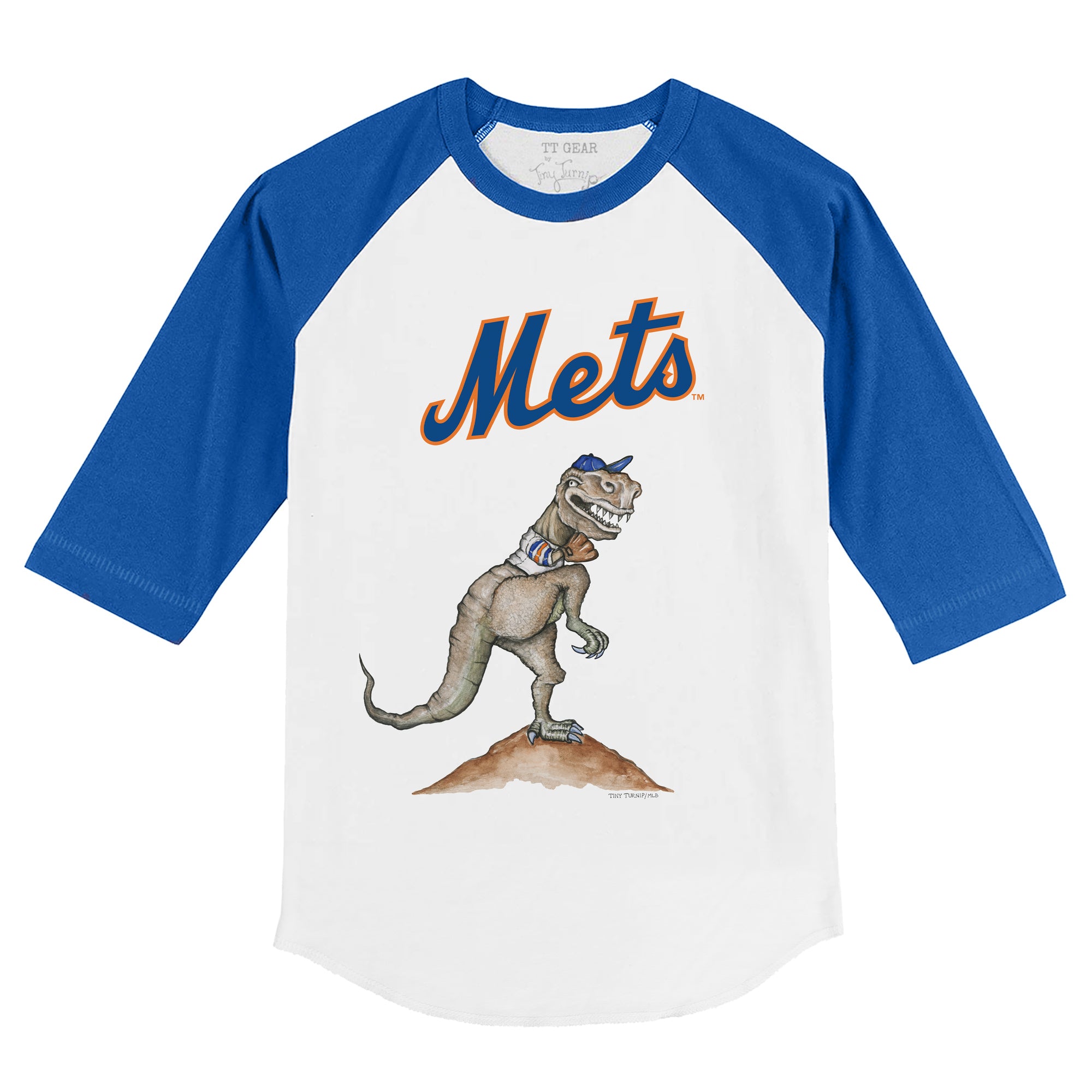 Lids New York Mets Tiny Turnip Youth TT Rex Raglan 3/4 Sleeve T-Shirt -  White/Black