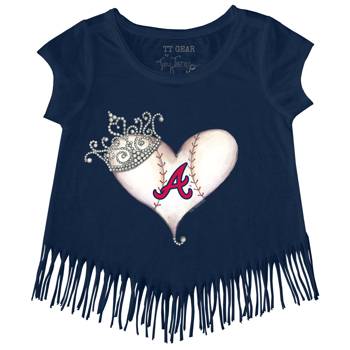 Atlanta Braves Tiara Heart Fringe Tee
