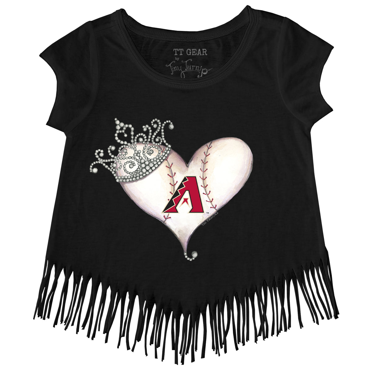 Arizona Diamondbacks Tiara Heart Fringe Tee