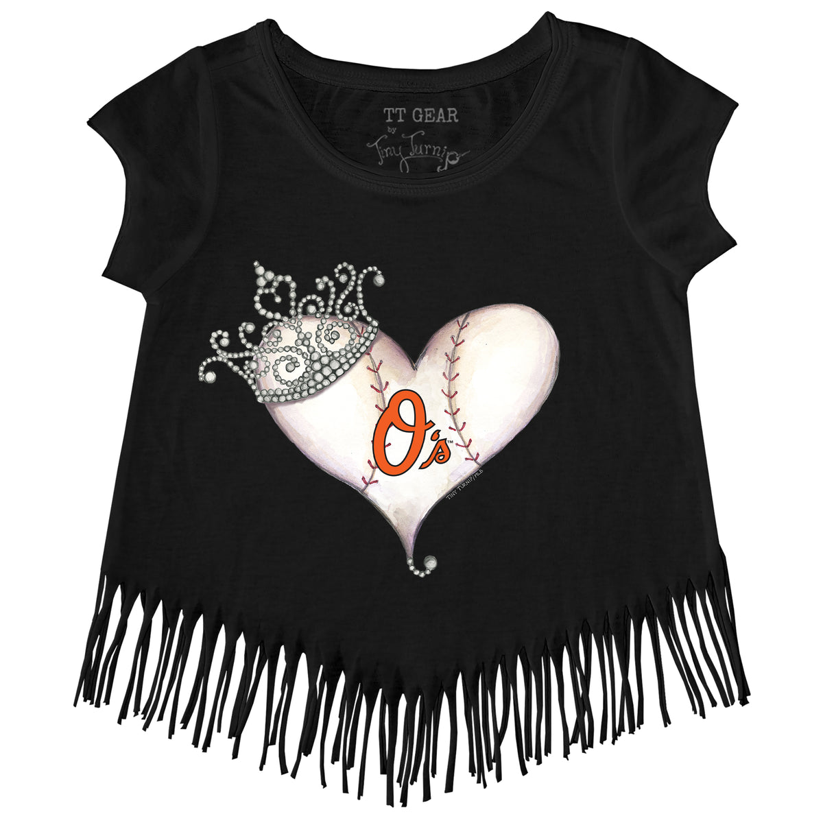 Baltimore Orioles Tiara Heart Fringe Tee