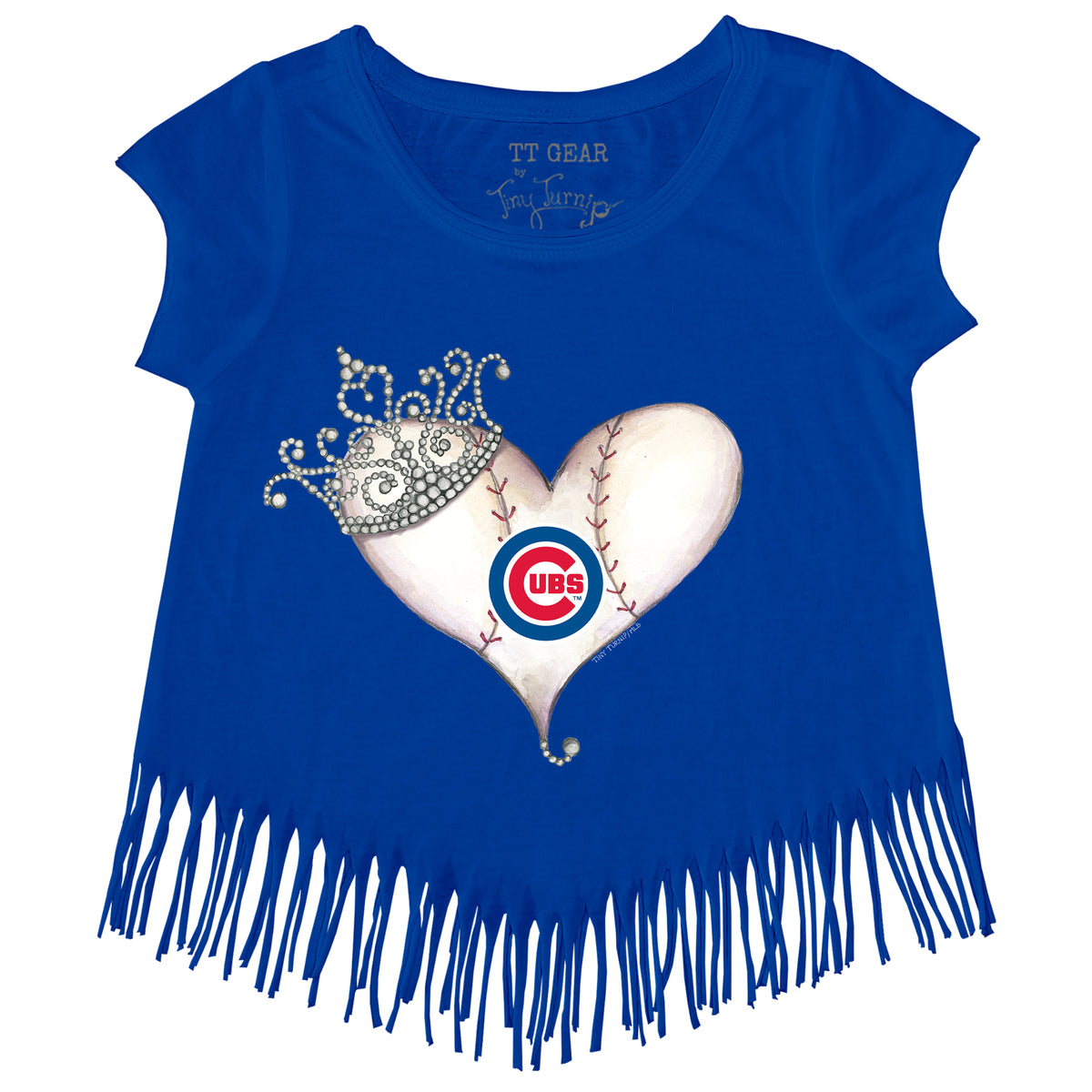 Chicago Cubs Tiara Heart Fringe Tee