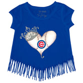 Chicago Cubs Tiara Heart Fringe Tee