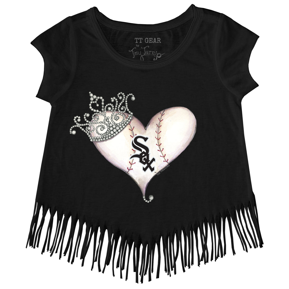 Chicago White Sox Tiara Heart Fringe Tee