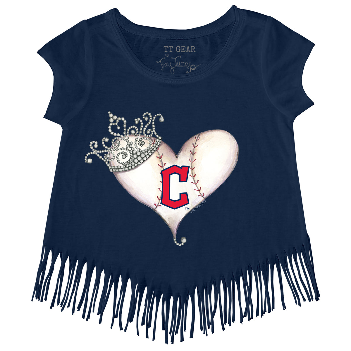 Cleveland Guardians Tiara Heart Fringe Tee