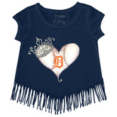 Detroit Tigers Tiara Heart Fringe Tee