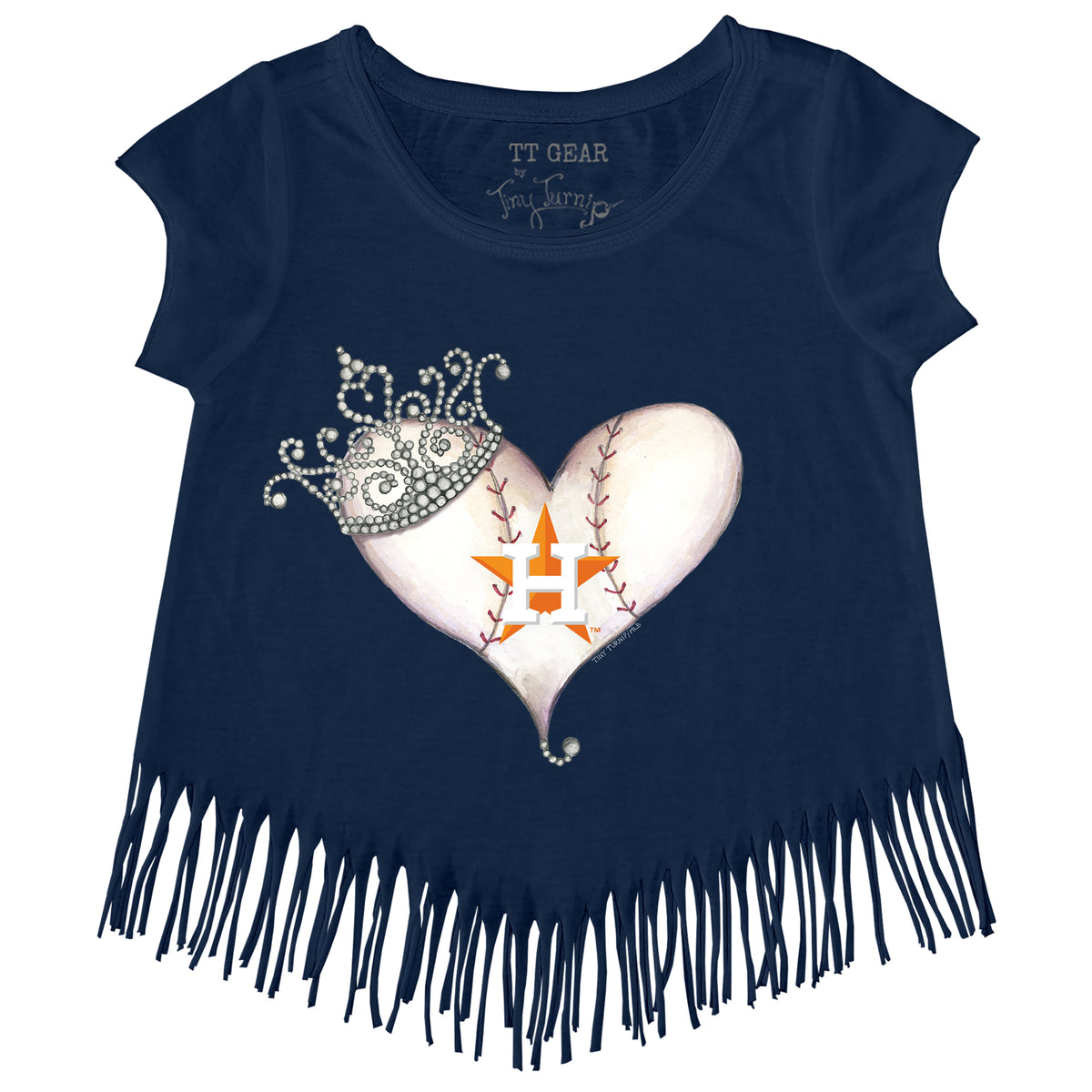 Houston Astros Tiara Heart Fringe Tee