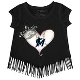 Miami Marlins Tiara Heart Fringe Tee