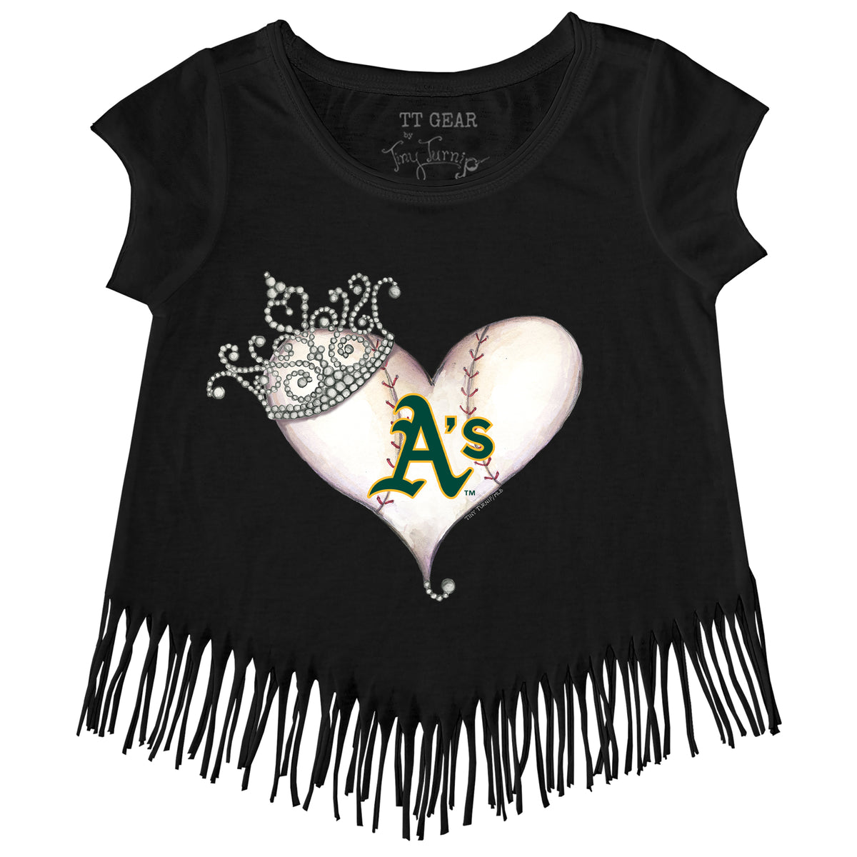Oakland Athletics Tiara Heart Fringe Tee