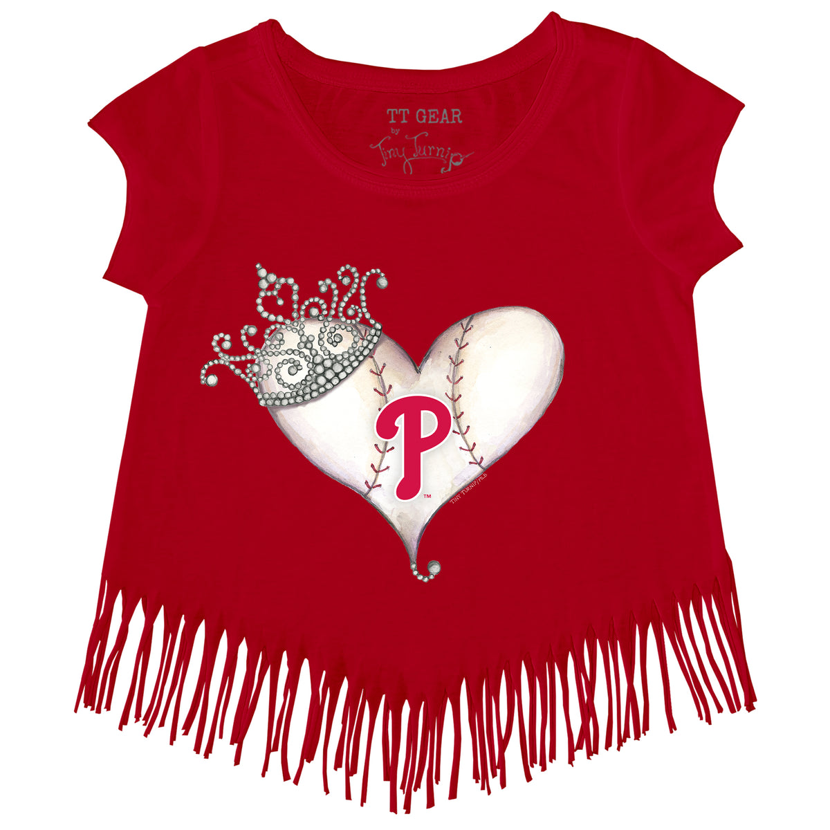 Philadelphia Phillies Tiara Heart Fringe Tee