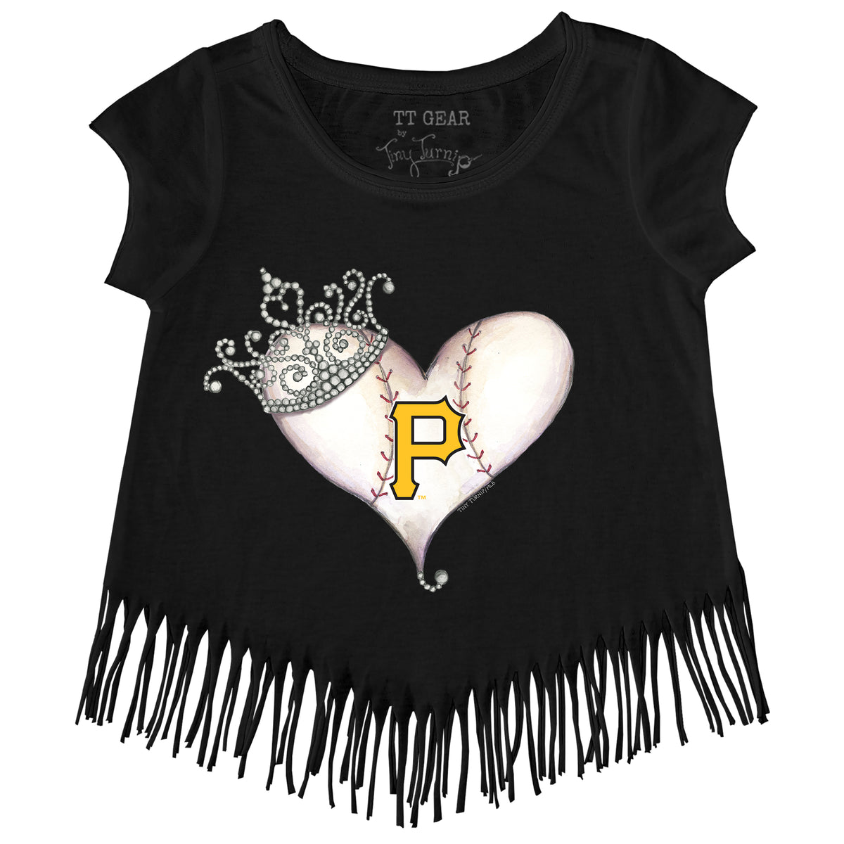 Pittsburgh Pirates Tiara Heart Fringe Tee