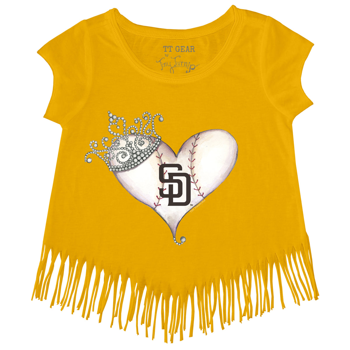 San Diego Padres Tiara Heart Fringe Tee