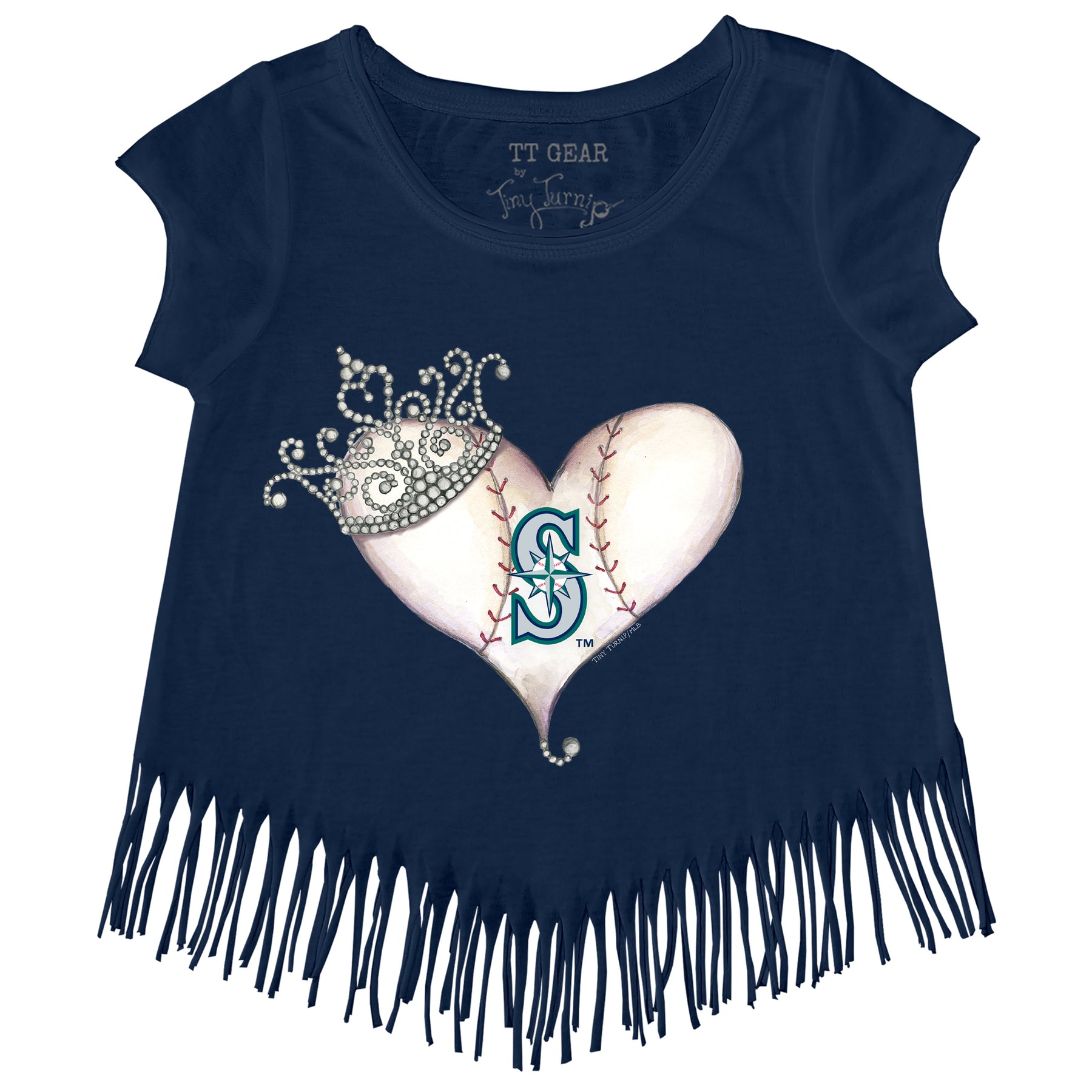 Seattle Mariners Tiara Heart Fringe Tee