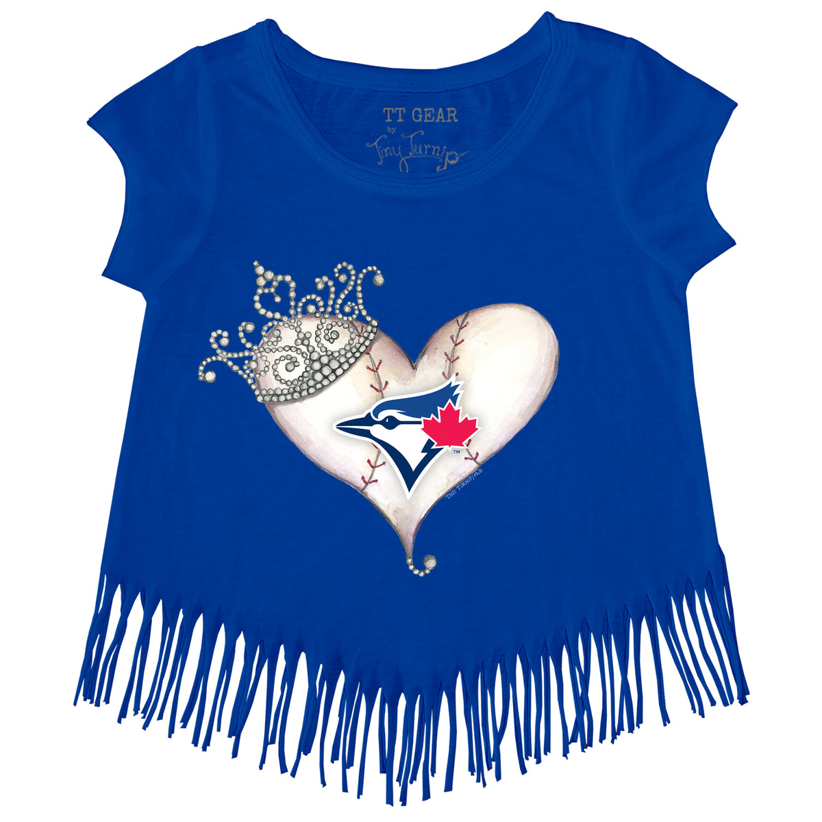 Toronto Blue Jays Tiara Heart Fringe Tee