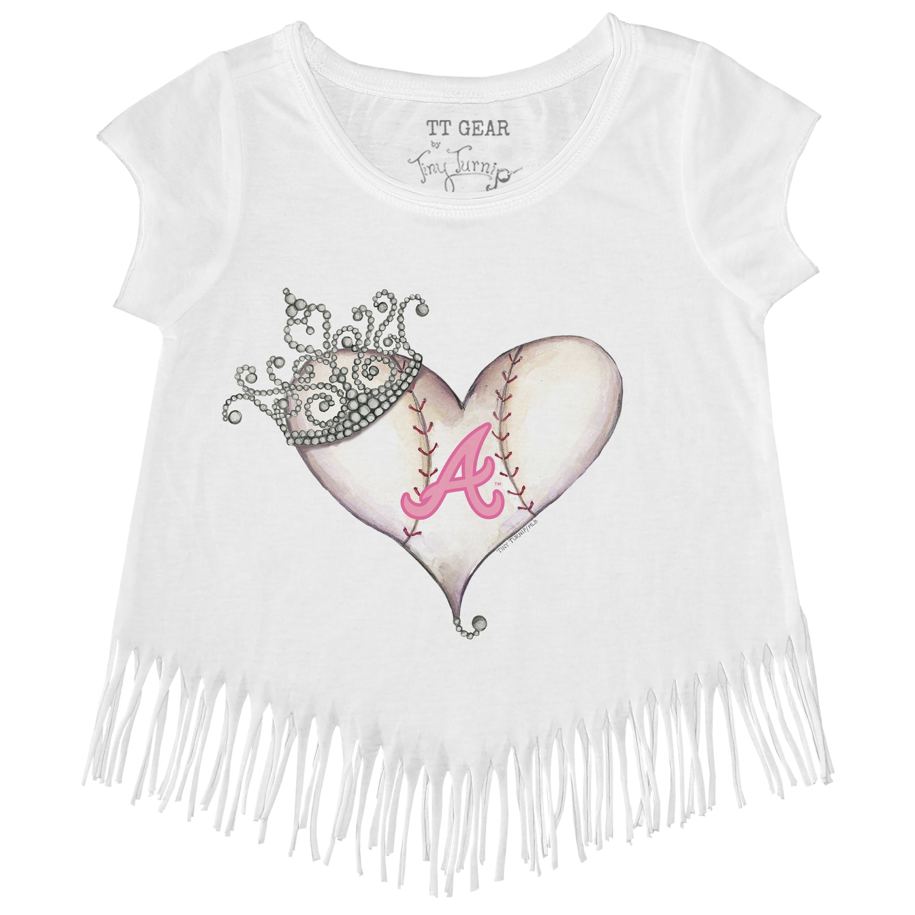 Atlanta Braves Tiara Heart Fringe Tee