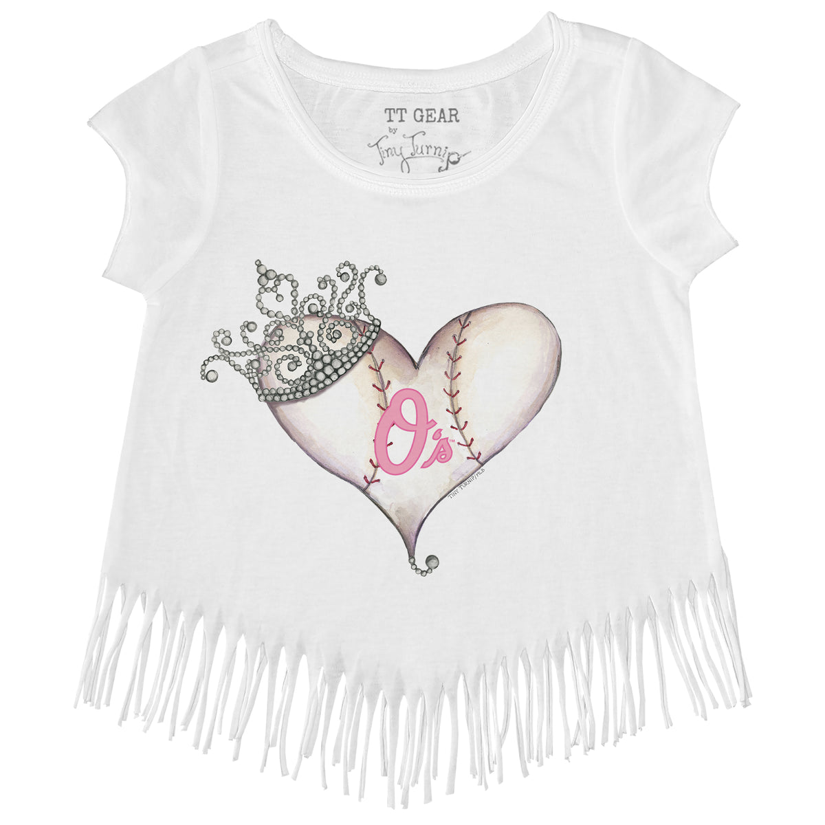 Baltimore Orioles Tiara Heart Fringe Tee