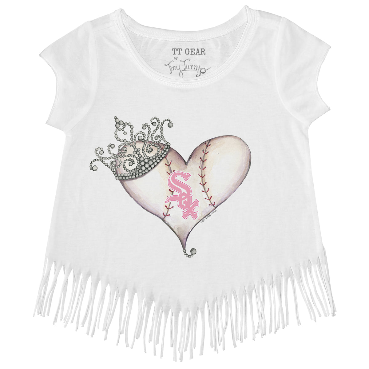 Chicago White Sox Tiara Heart Fringe Tee